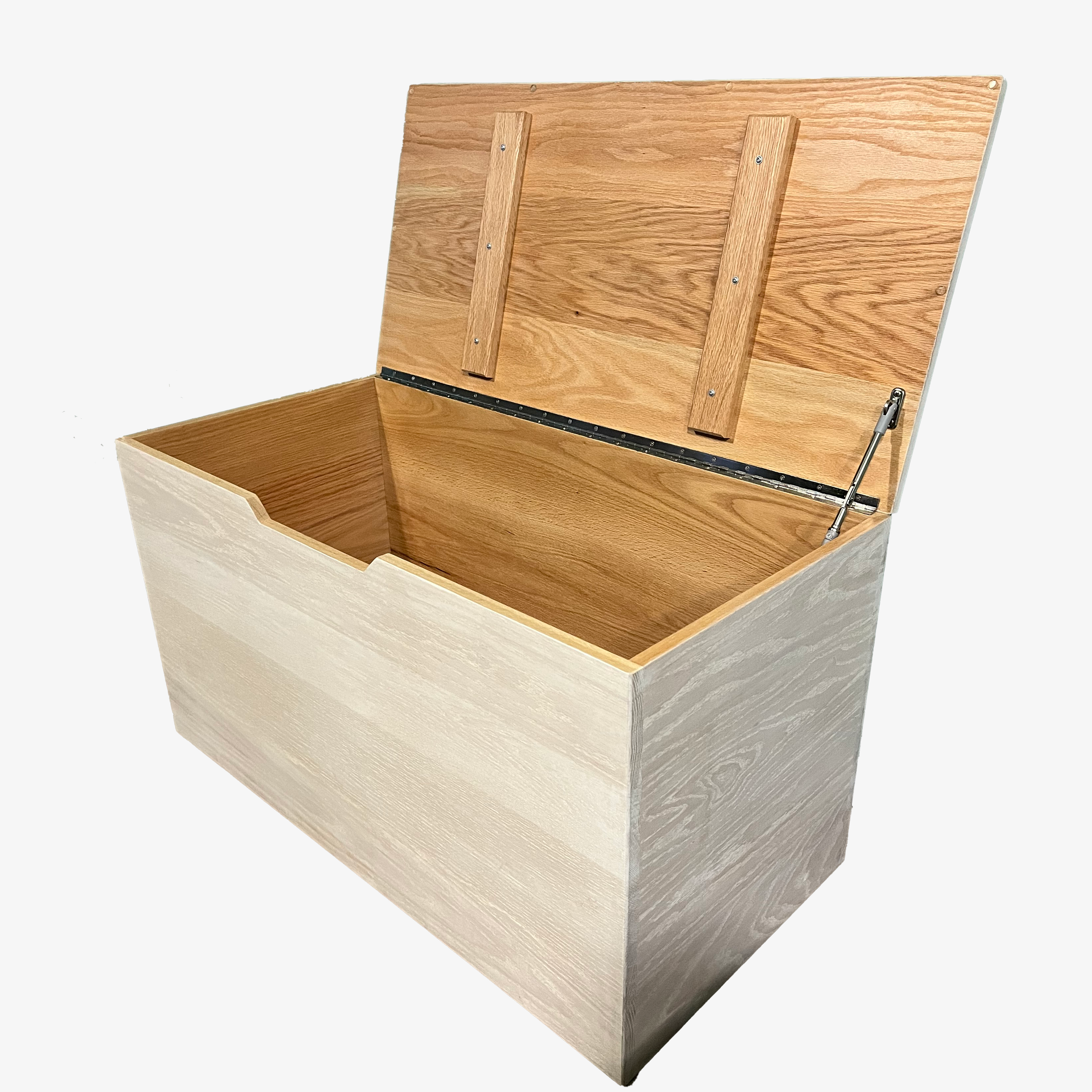Chest shown from side with lid open
