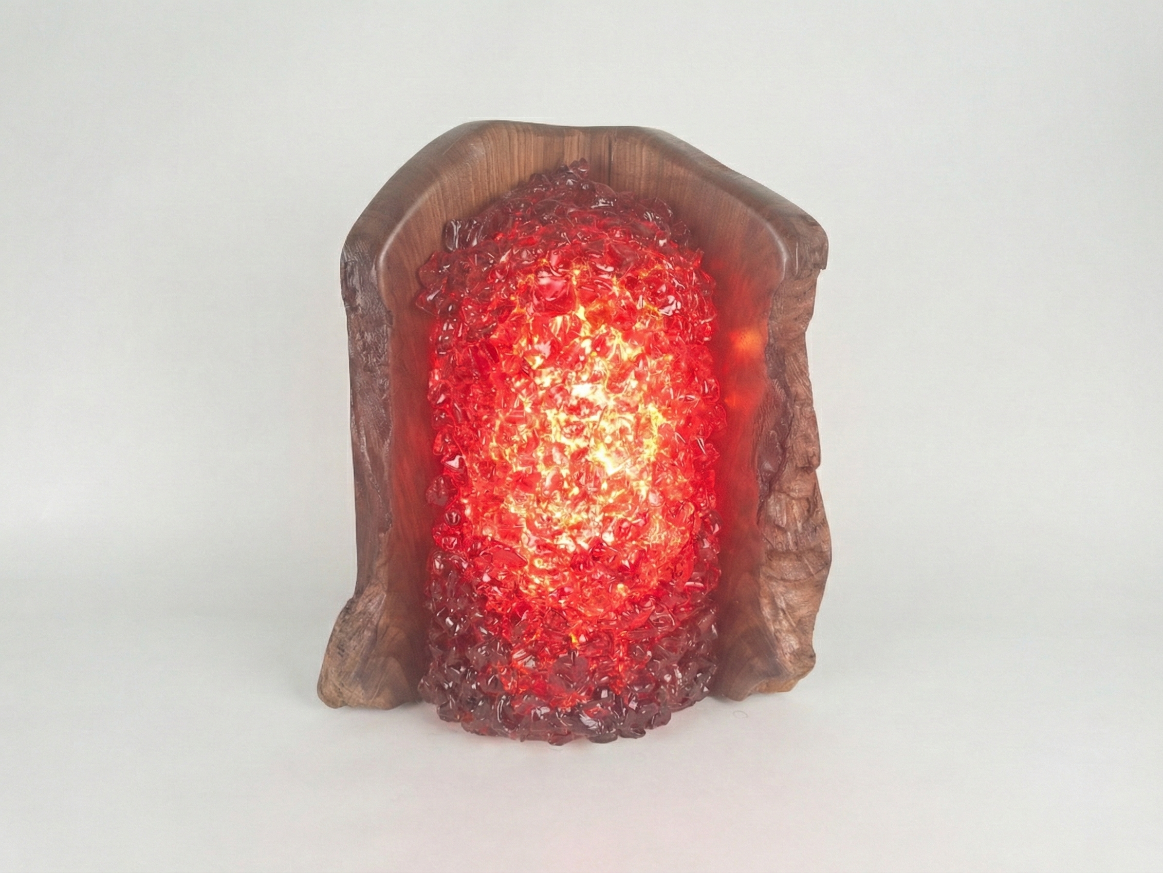 Wooden Geode Lamp