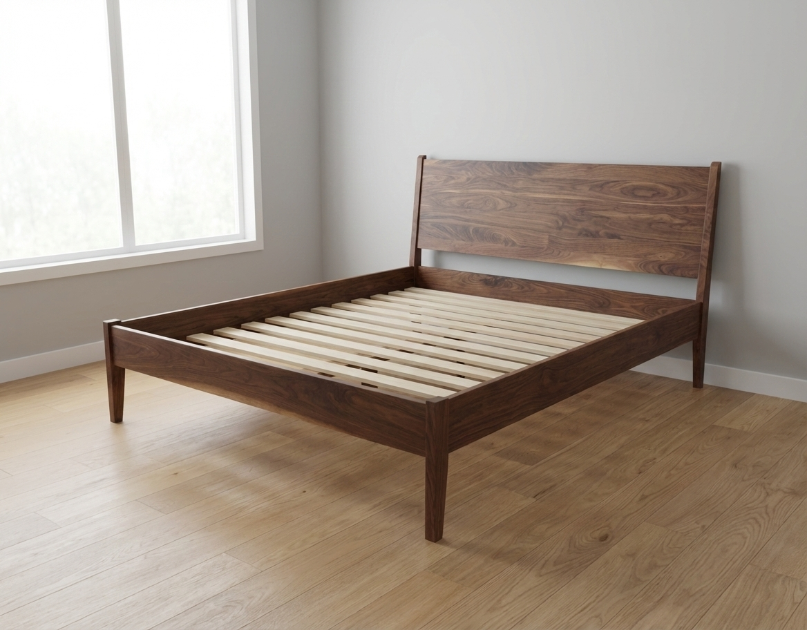 Walnut bed with poplar slats