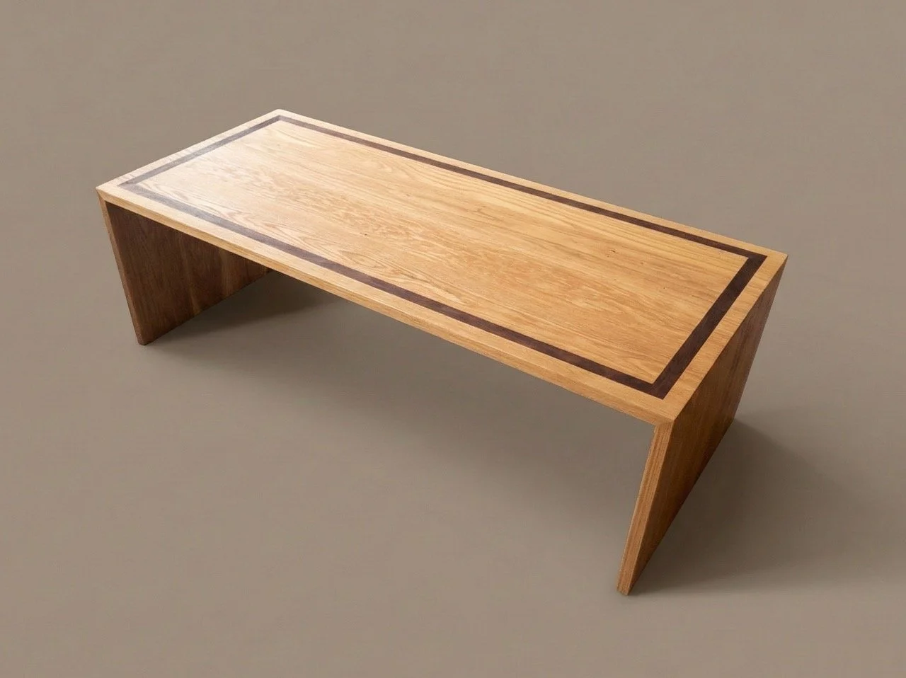 White oak coffee table with walnut inlay on top
