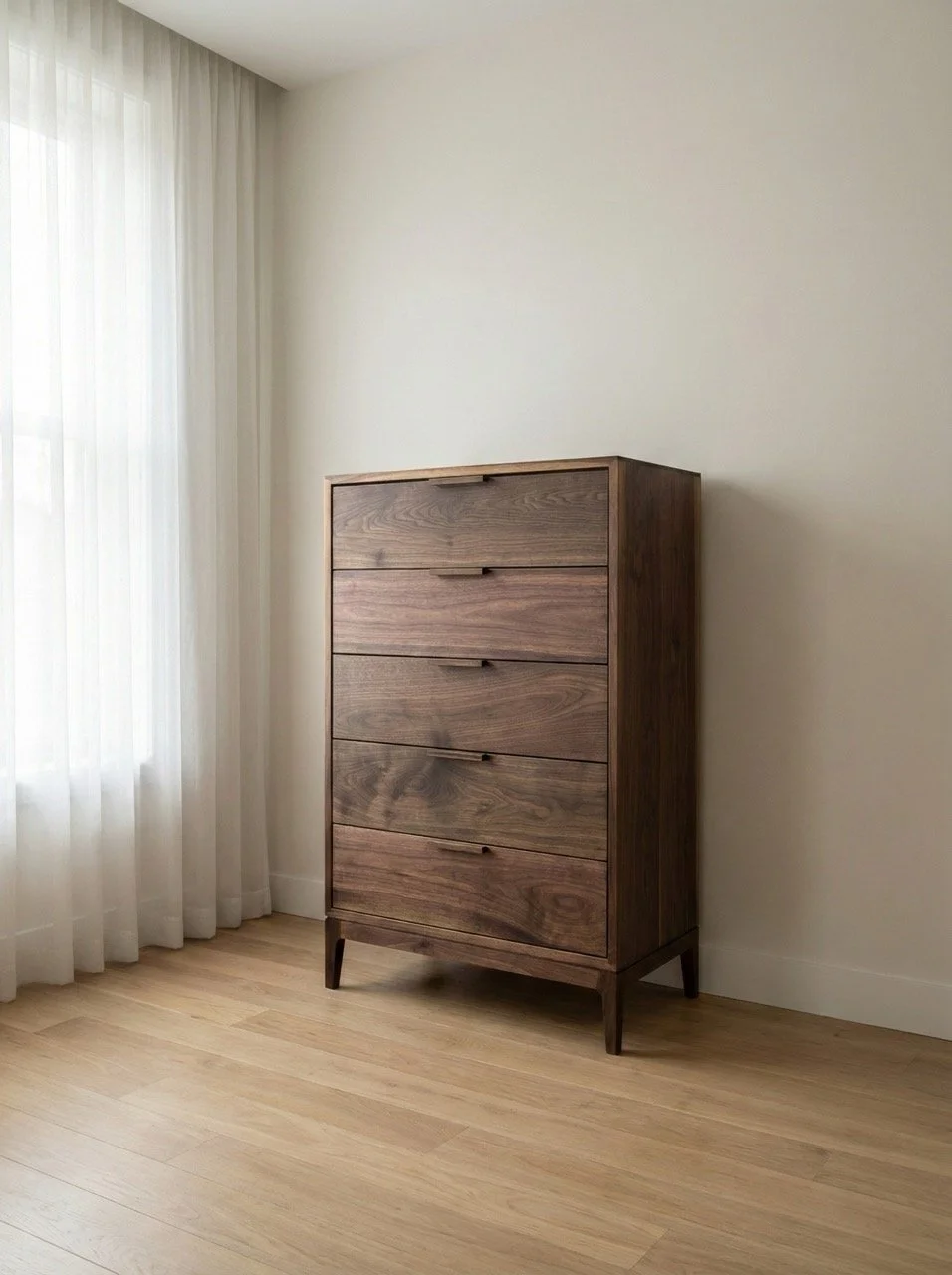 5-drawer walnut dresser