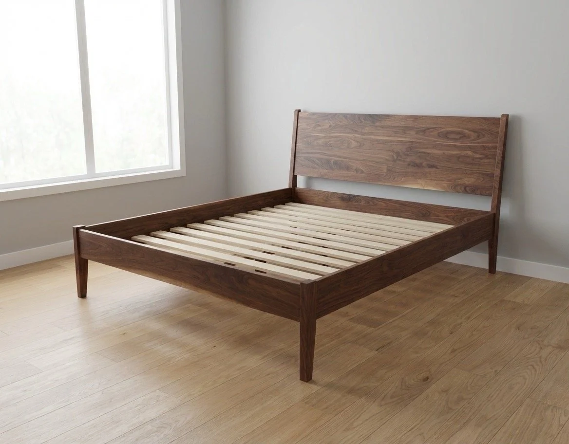 Walnut bed with poplar slats