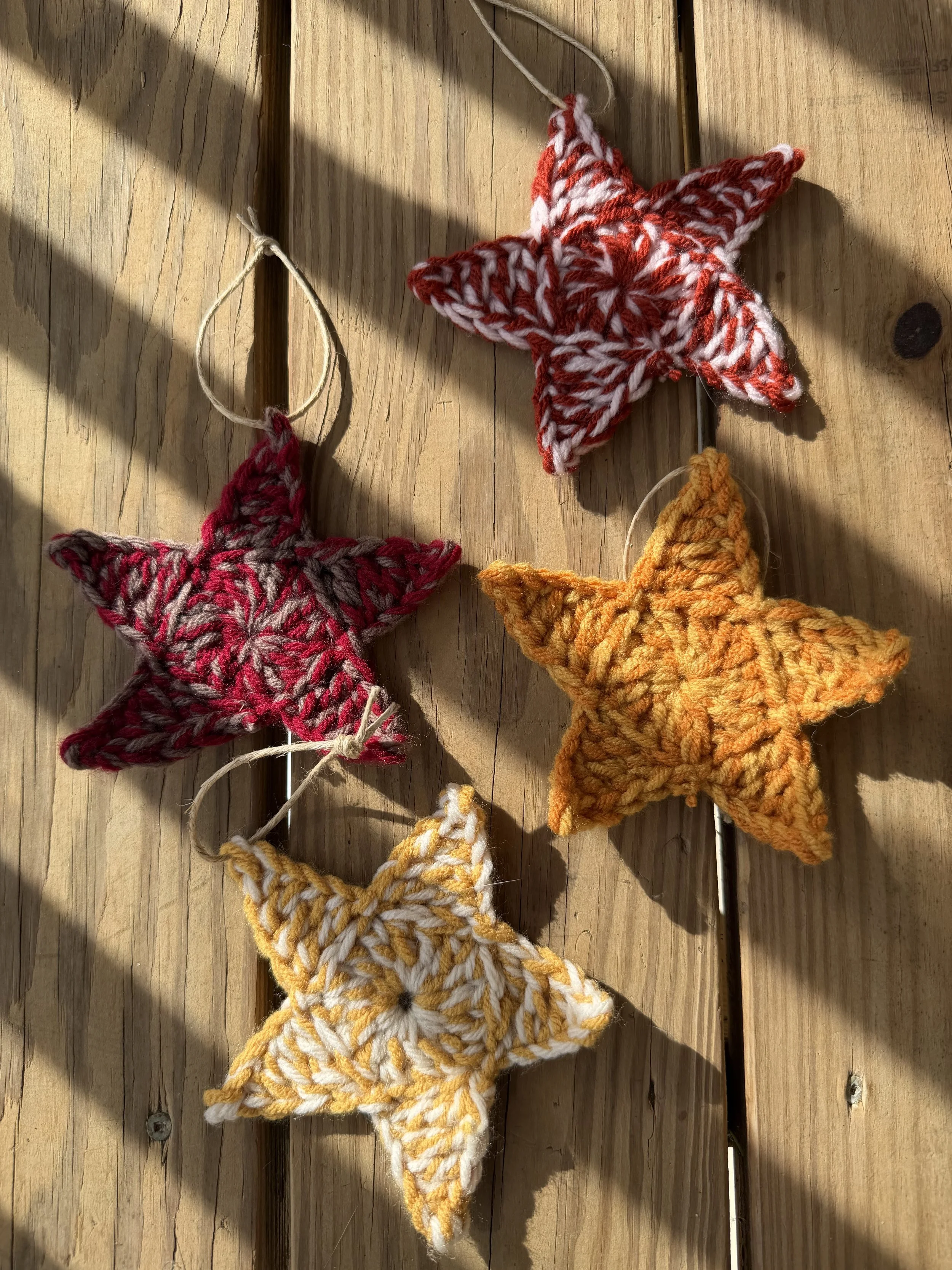 crochet hanging star orange & yellow