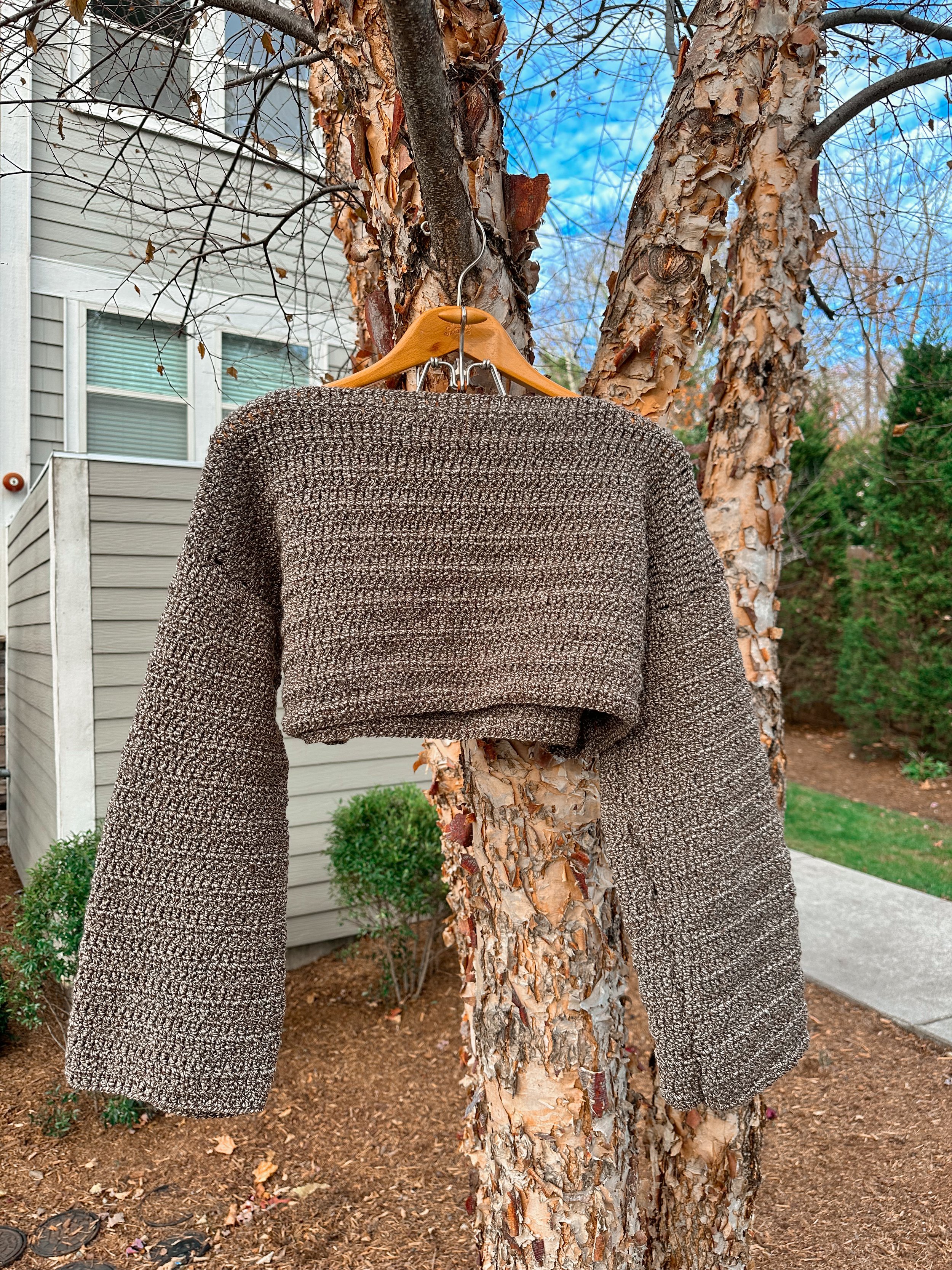 crochet sweater - brown and cream