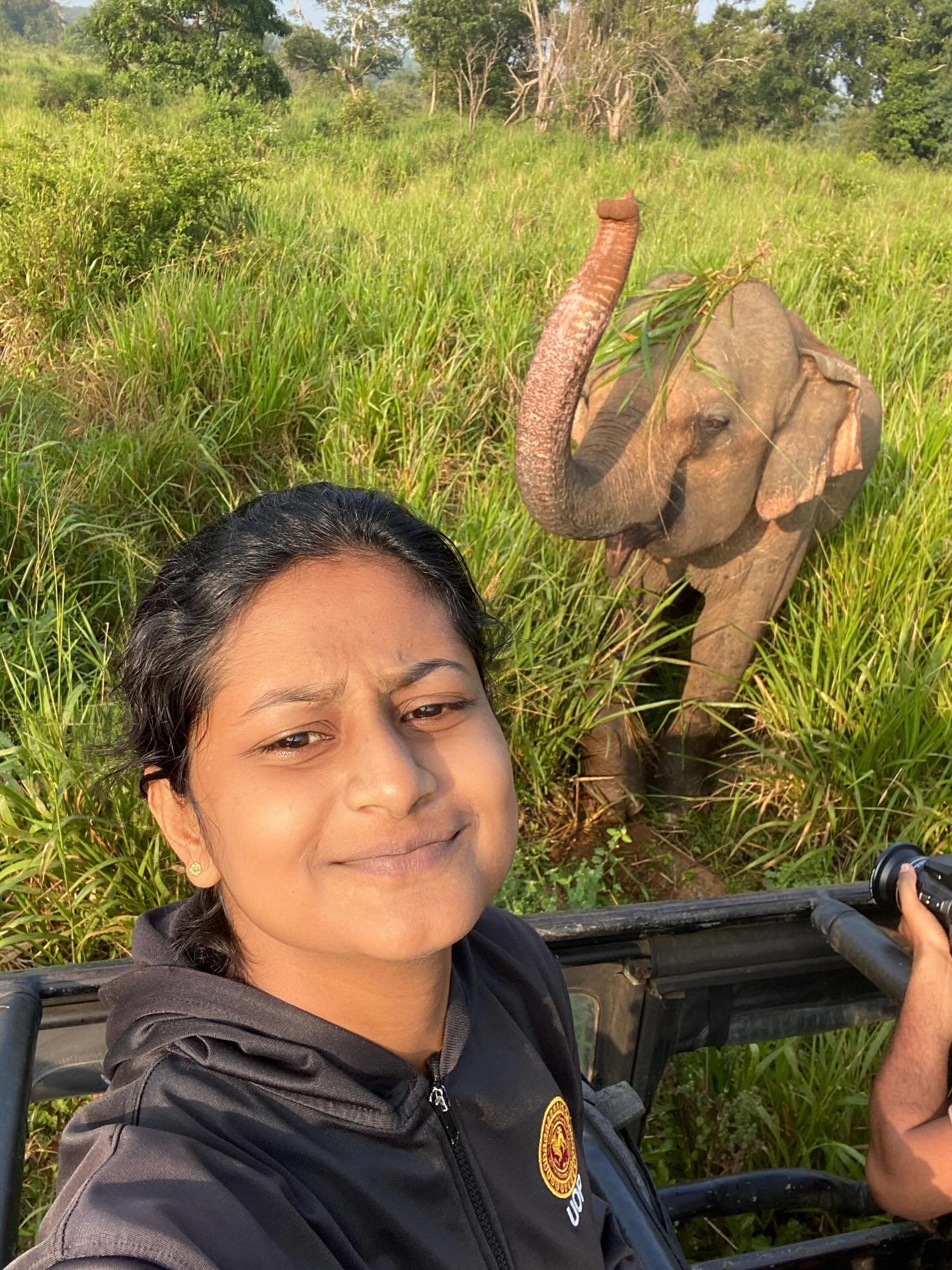 Meet Rashini! 🌻

Rashini has been part of the SLEP field team for 1 year. Her favorite part of her job is being able to observe elephants daily, and is particularly interested in the behavior of males during musth. She&rsquo;s driven by a strong com