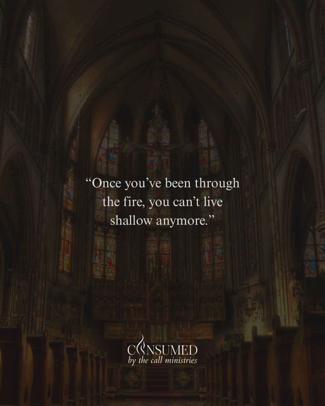 &ldquo;Once You&rsquo;ve Been Through Fire&rdquo;

Once you&rsquo;ve been through the fire,
you can&rsquo;t live shallow anymore.

Once you&rsquo;ve faced a giant.
Once you&rsquo;ve stared down a mountain.
Once you&rsquo;ve watched God move on your b