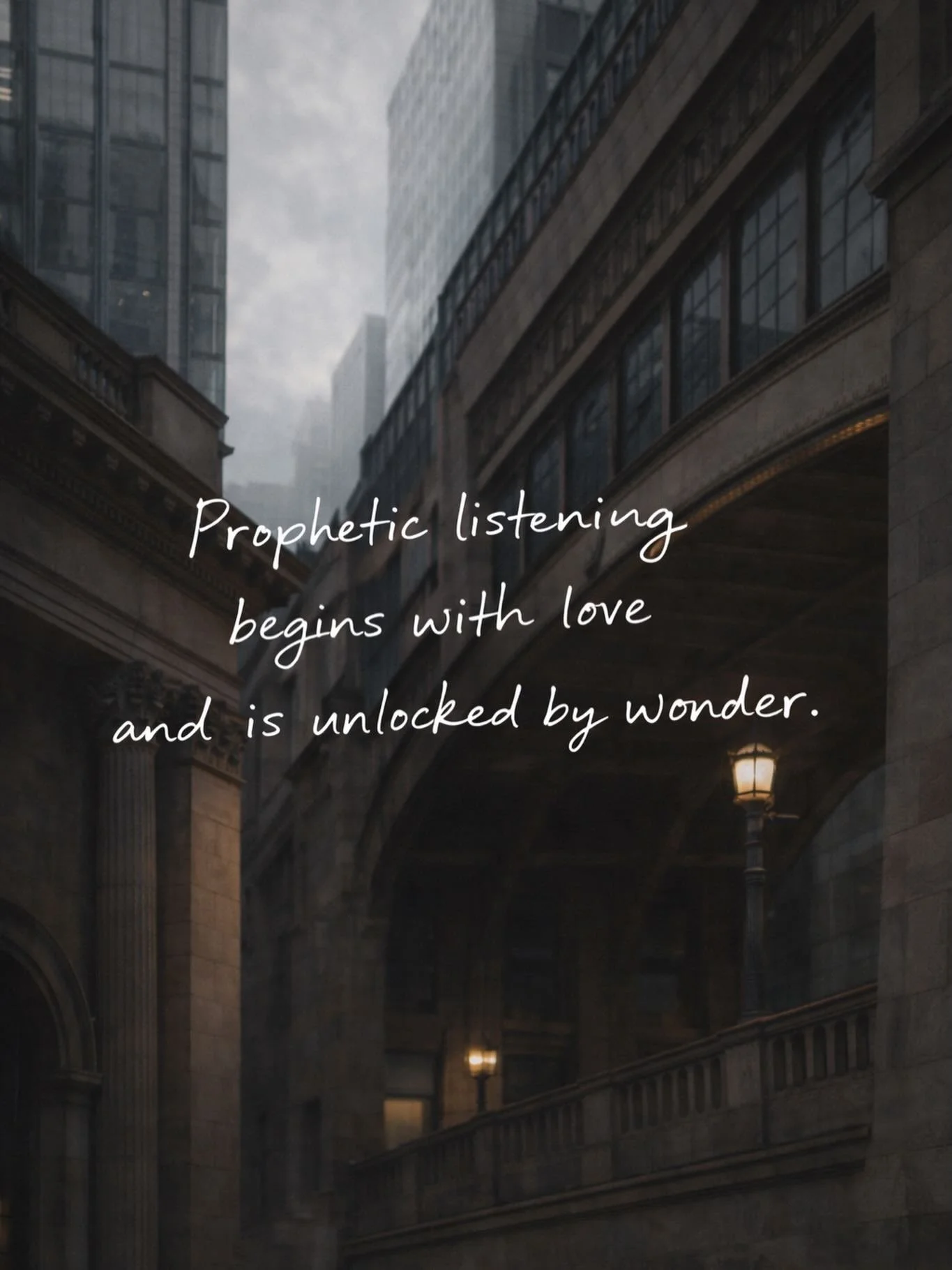 Wonder.

Wonder is not childish&mdash;it&rsquo;s sacred.
It&rsquo;s one of the ways God gets our attention and invites us into deeper awareness of His voice.

A thought that won&rsquo;t leave you.
A mountain that takes your breath away.
A sunrise tha