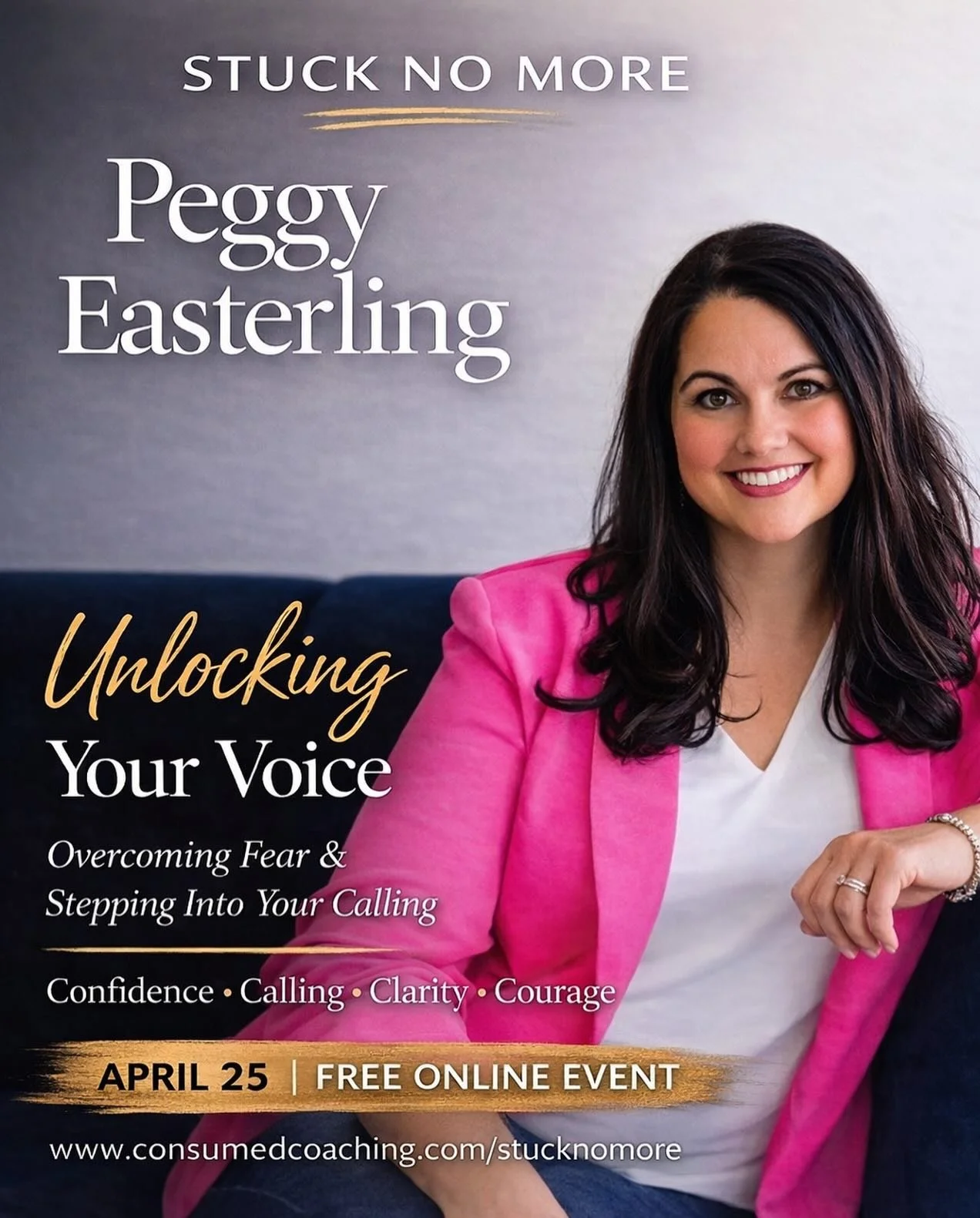 Another powerhouse joining us for Stuck No More is Peggy Easterling.

Peggy specializes in helping people uncover the hidden patterns of negative thinking and self-talk that quietly keep them stuck.

Most people don&rsquo;t realize this&hellip;
The w
