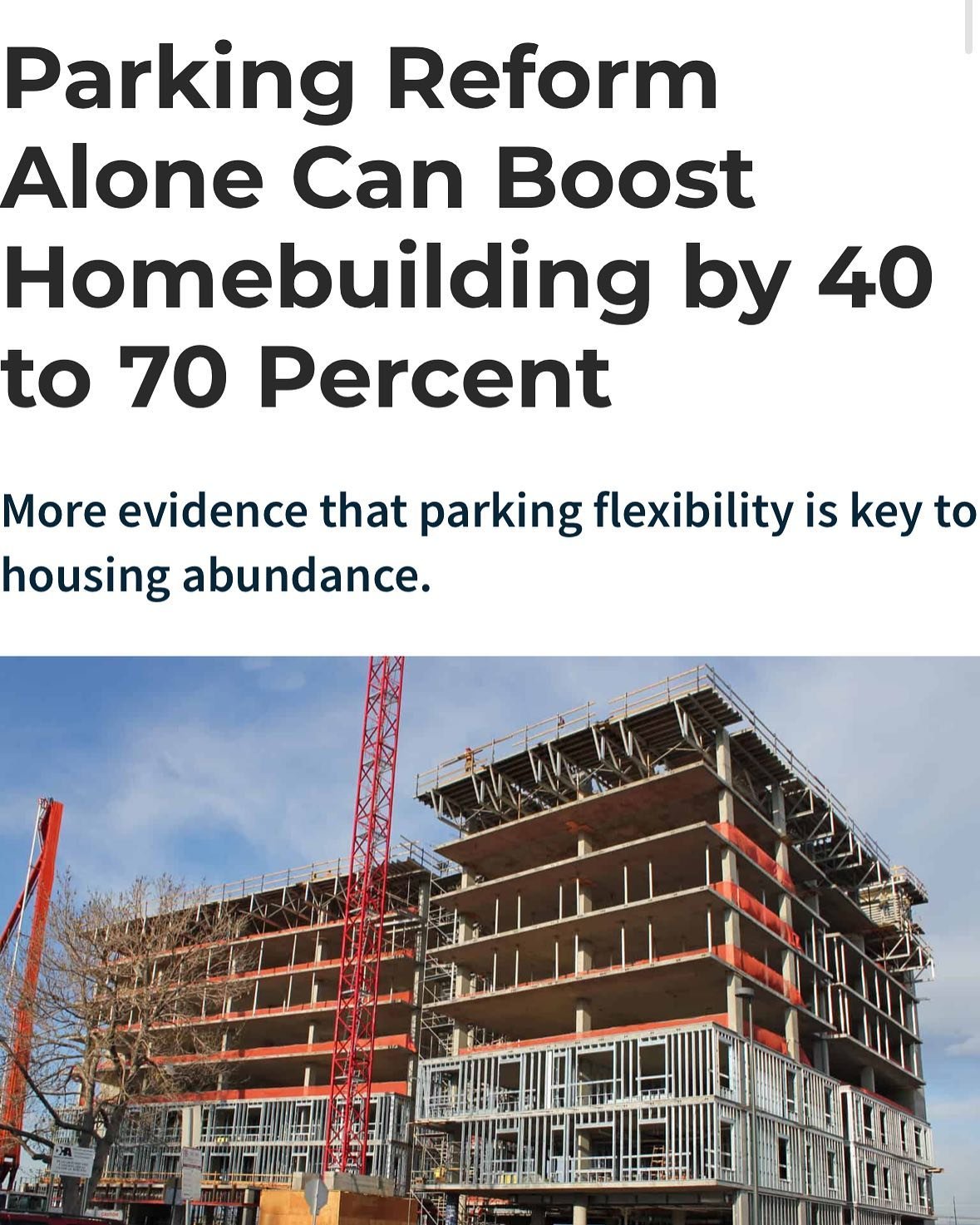 New incredible findings from @sightlineinstitute around Parking Reform being key to housing abundance! 

&ldquo;The research unveils a simple but powerful truth: to unlock more homes for all of our neighbors, the most effective policy is simply to al