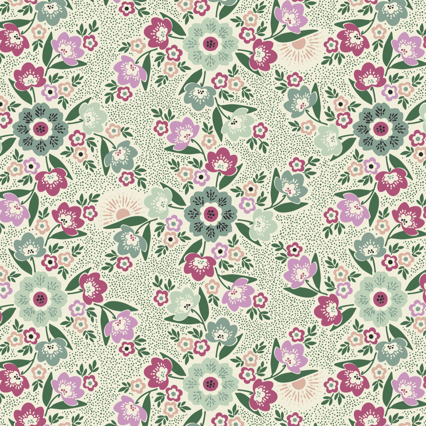 Leaf Life, photosynthesis, nature, sunlight, sunshine, flowers, greenery, Kimberly Morgan Design, pattern, fabric, available for licensing
