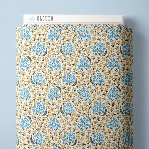 TIny flowers, dots, weave, calico, quilting cotton, fabric, charming, soft, sweet, floral, nature, blossoms, leaves, birds