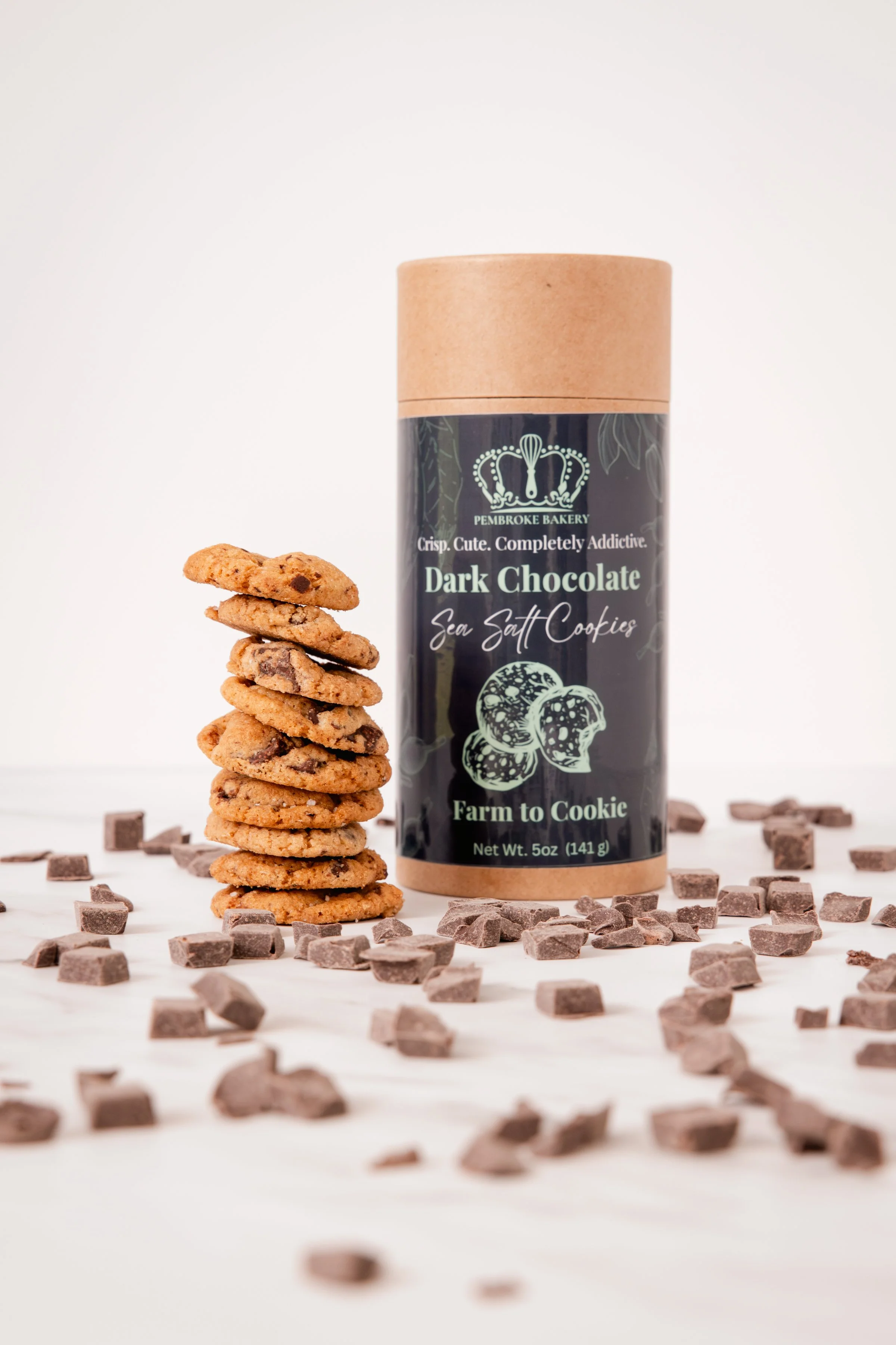 Mini Dark Chocolate Sea Salt Crispy Cookies