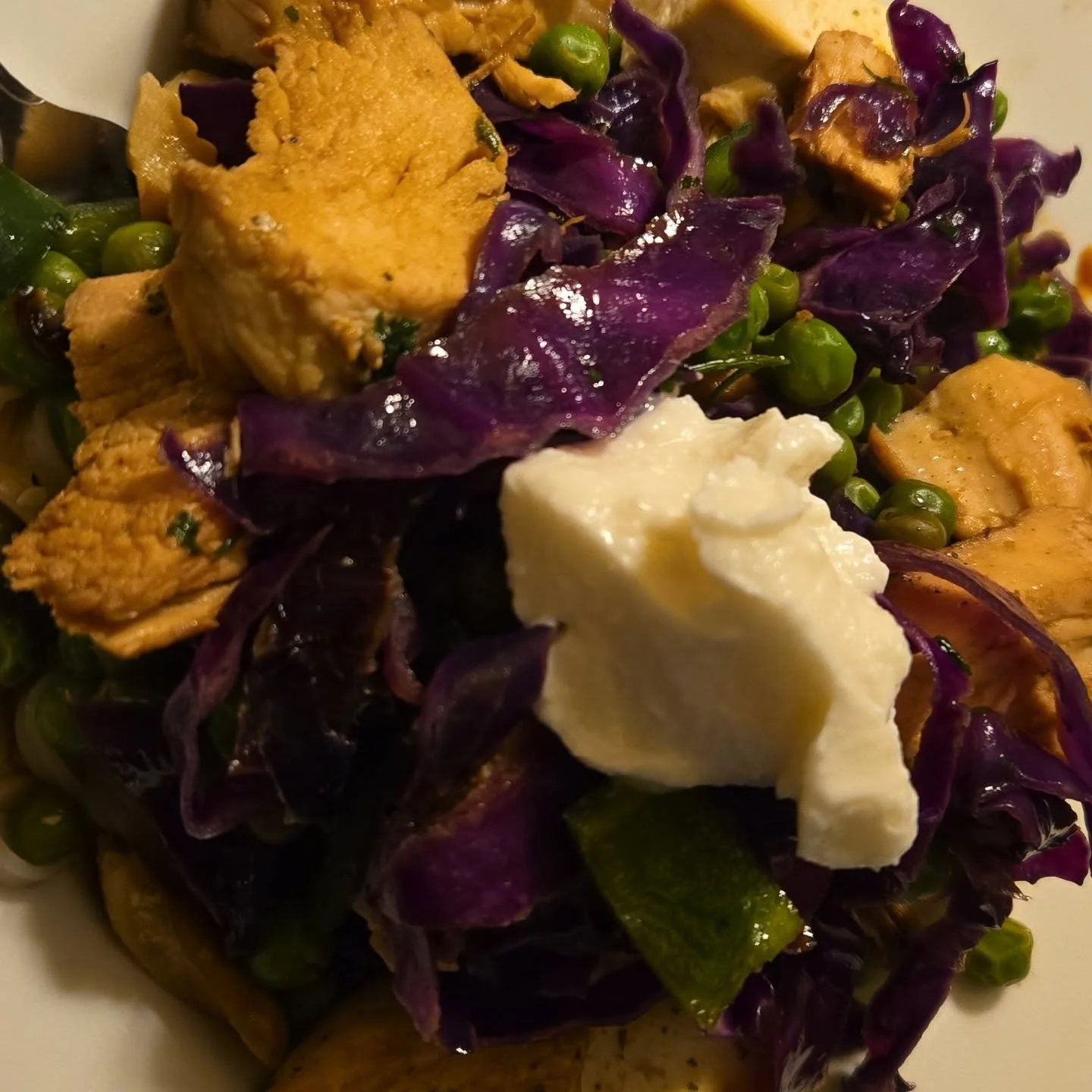 Rice noodle dish tonight 😋