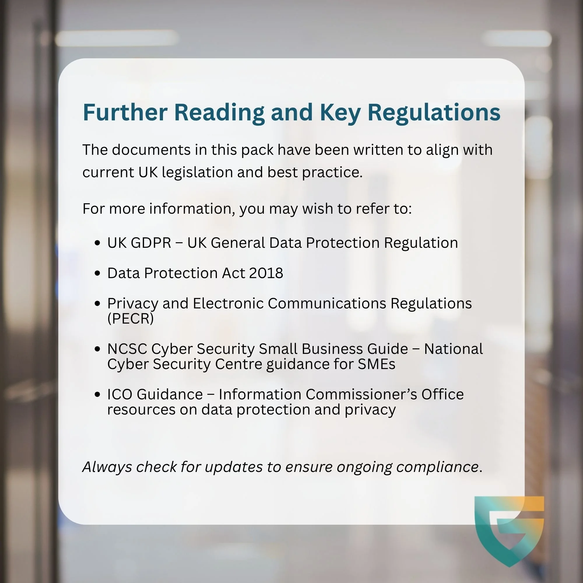 Key UK cyber and data protection regulations and guidance references