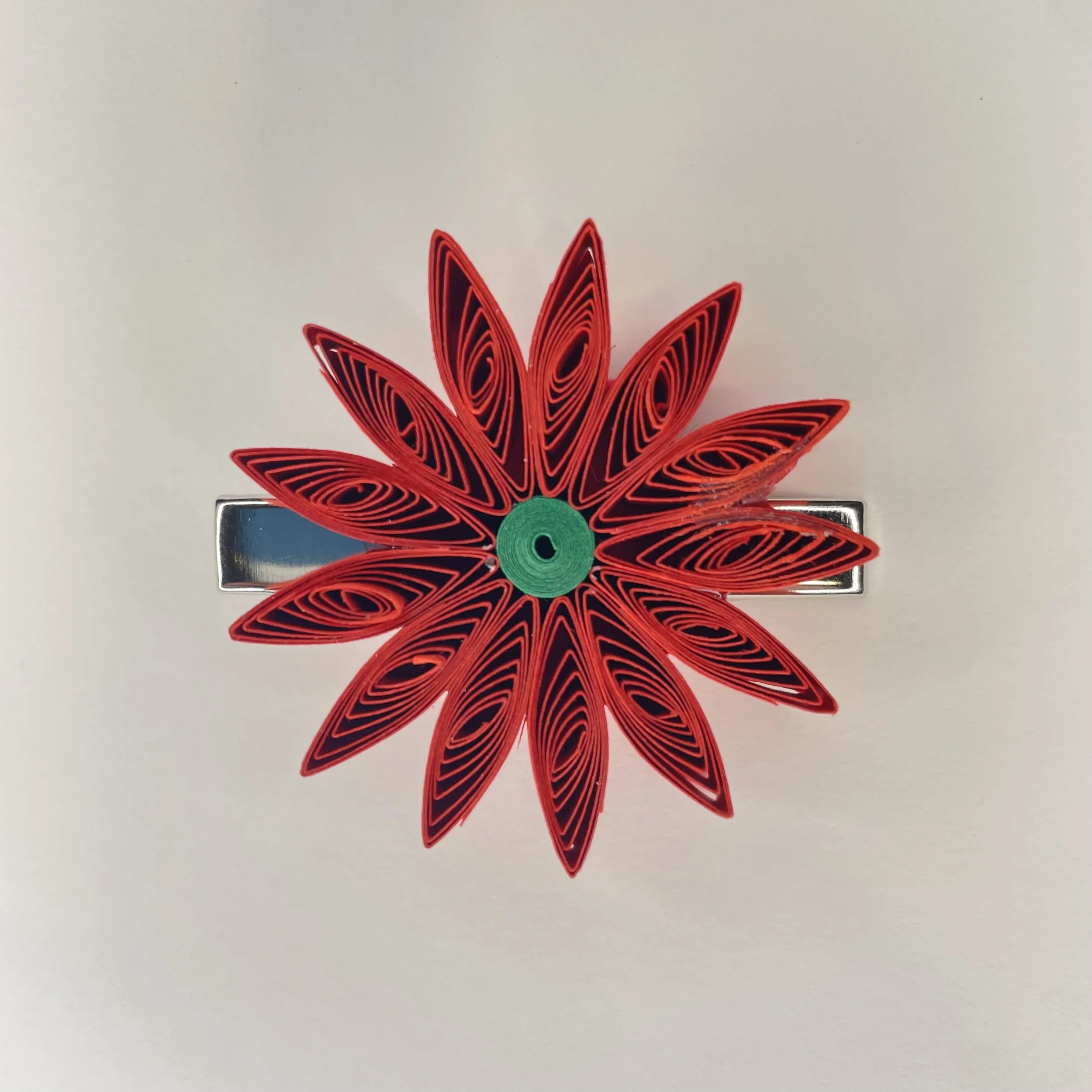 Red and Green Flower Hair Clip