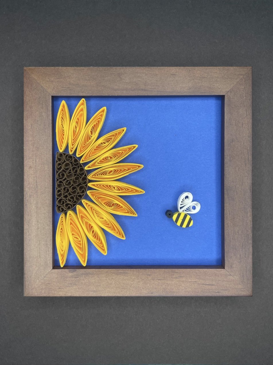 Dark Blue Sunflower with Bee