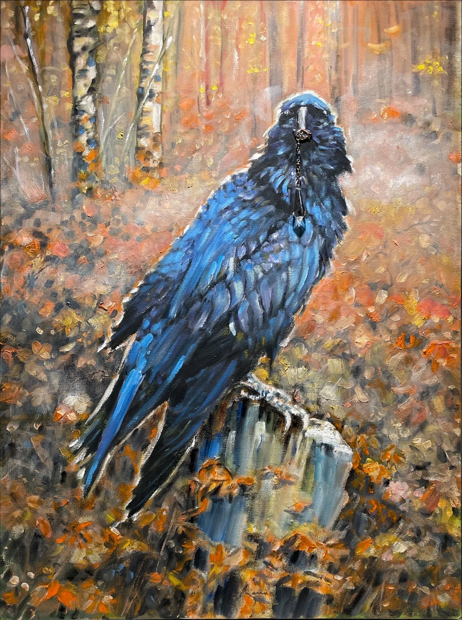 Raven in Autumn with Token