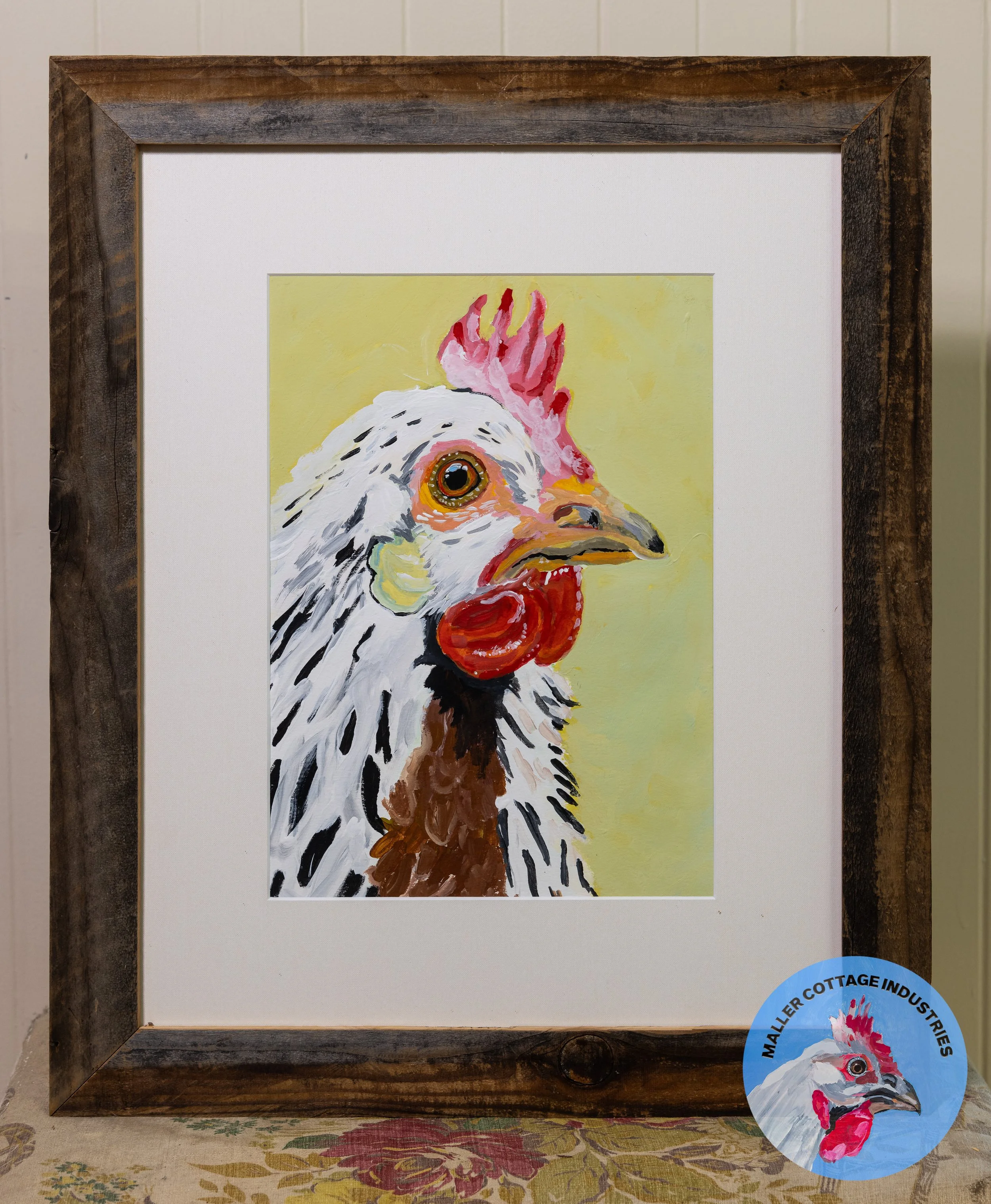 Bold Hen 1 Chartreuse Flashe Vinyl Painting