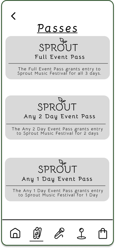 Ticket Selection Page