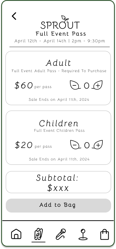 Ticket Type Page