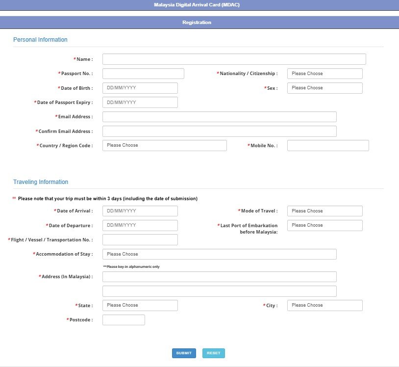 Malaysia Digital Arrival Card (MDAC)
