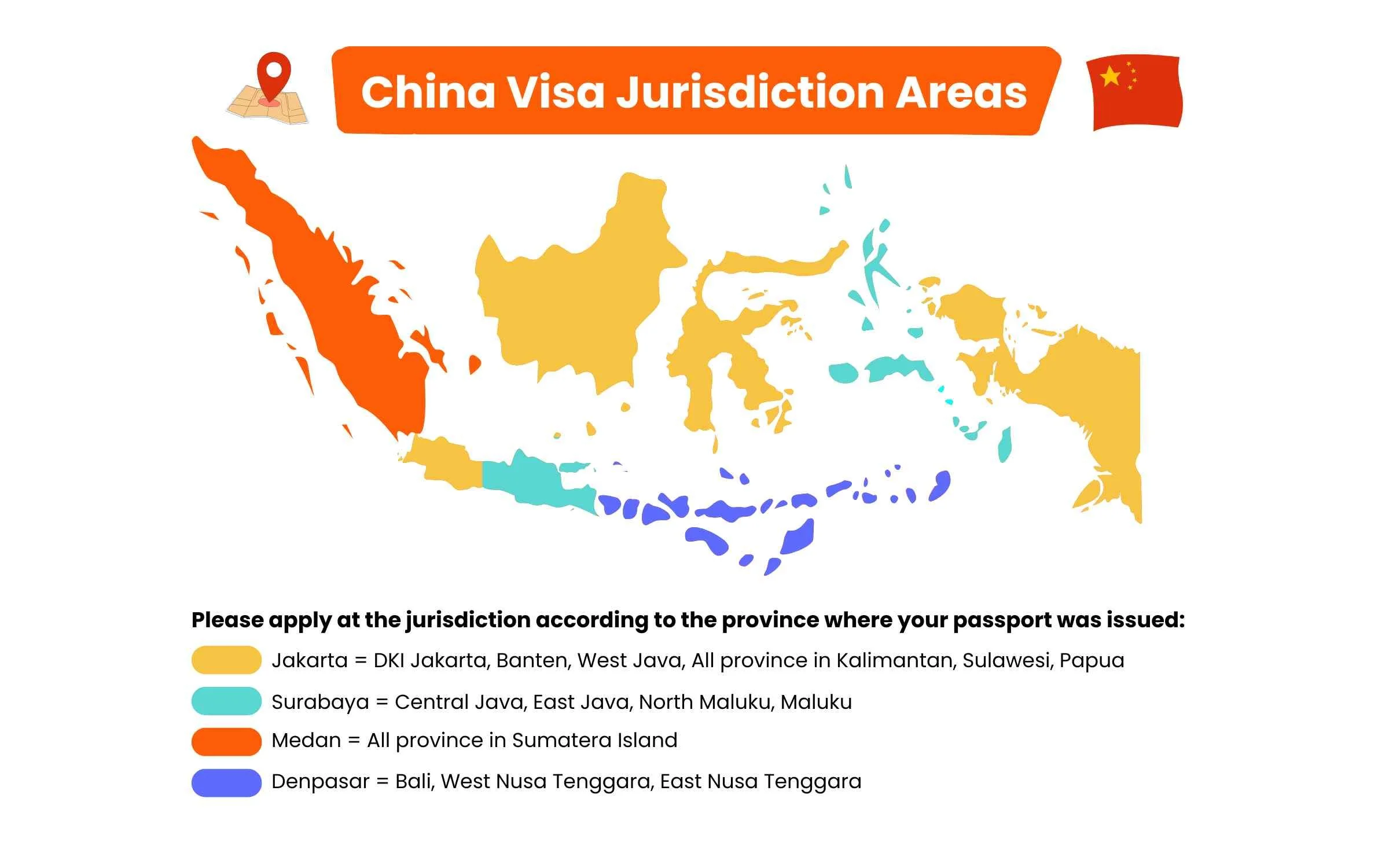 Wilayah yuridiksi untuk apply visa China di Indonesia