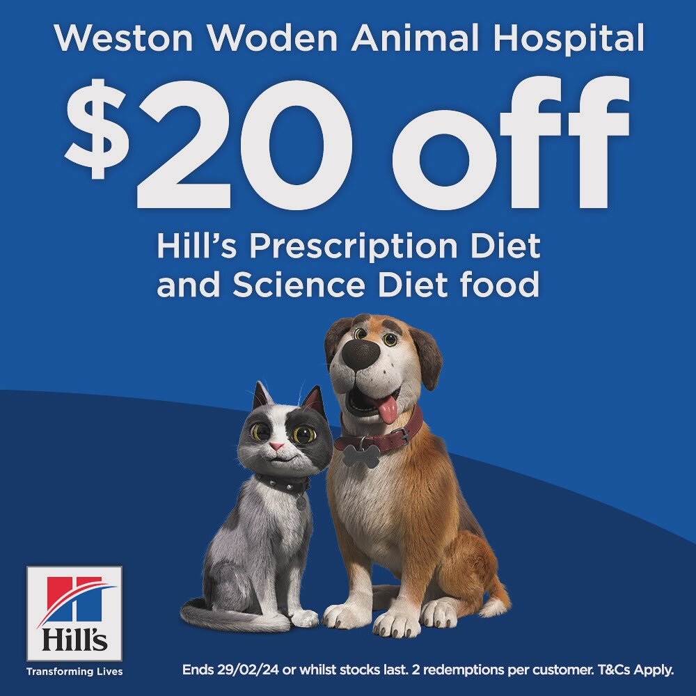 🟠 Hill&rsquo;s Offer 🟠

A lot of you have already taken advantage of this amazing offer from Hill&rsquo;s, and we are excited to be able to continue offering this discount until the end of April! 

Pop in today to receive $20 off any Hill&rsquo;s f