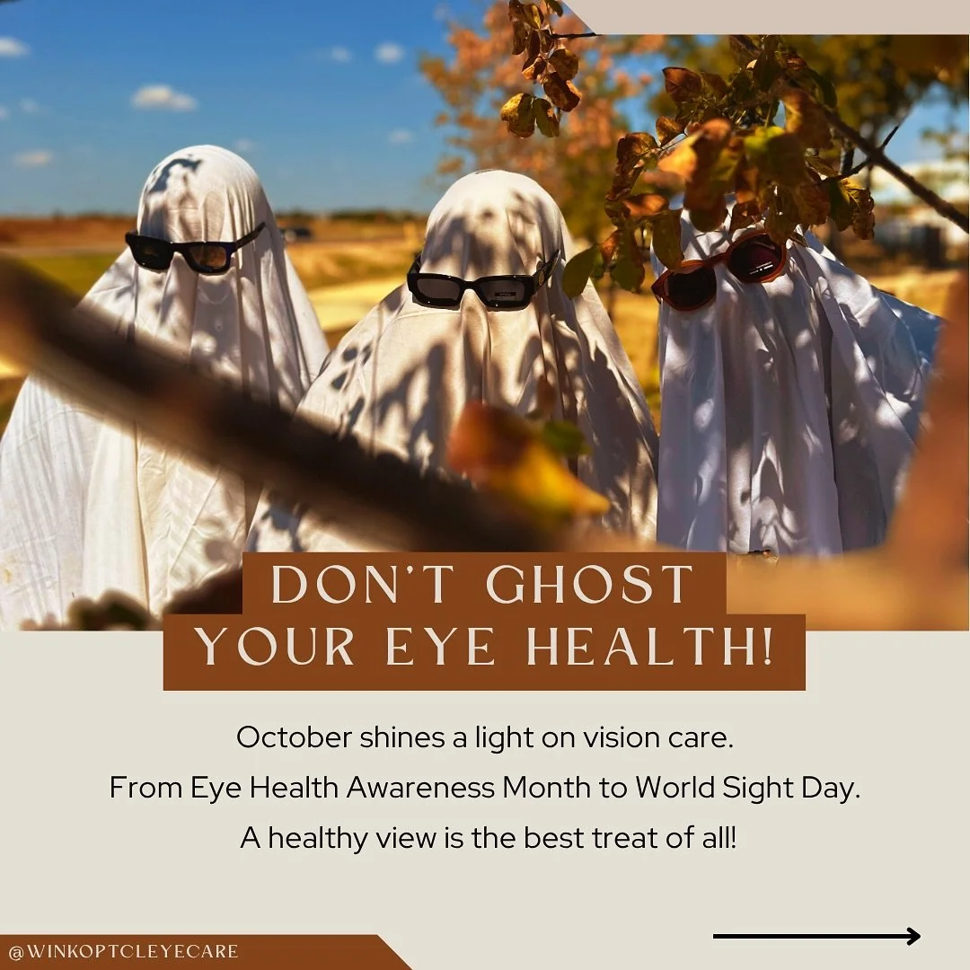 Treat your eyes, no tricks! 👻 Swipe for simple ways to care for your vision this spooky season 🎃 
. 
. 
. 
#leandertx #georgetowntx #libertyhilltx #cedarparktx #roundrocktx