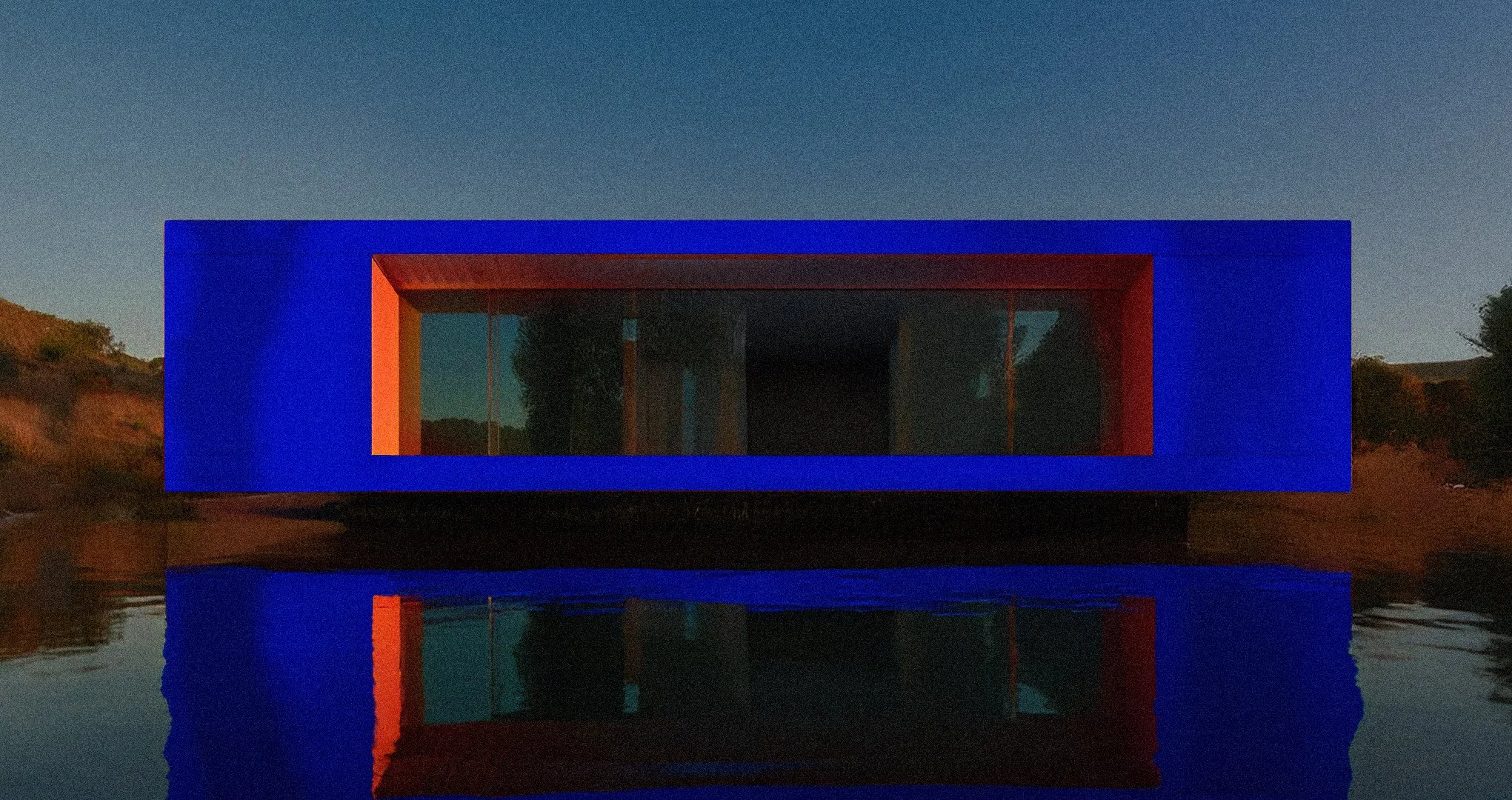 Blue Phase of Sundowning (2026), light projection, Pilbara Desert, W.A., March 2026.
