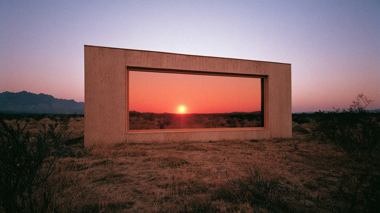 Case Study #35 (2026). Natural light installation, dichroic film, plexiglass and timber, 3200mm x 1800mm, Little Desert, VIC, October 2026.