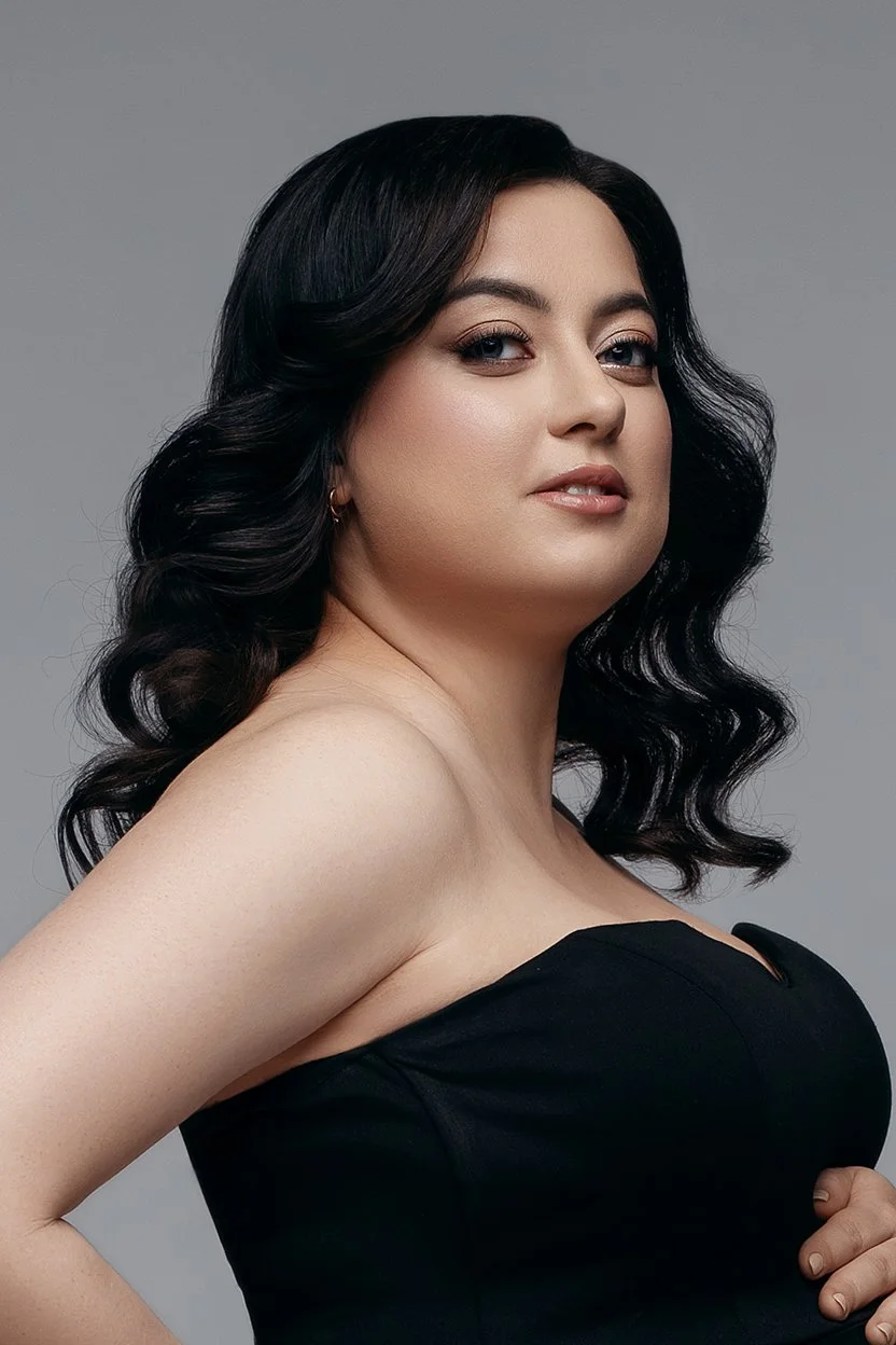 Beauty preparation session with woman in black side profile in Chicago - Filaneyka photo studio