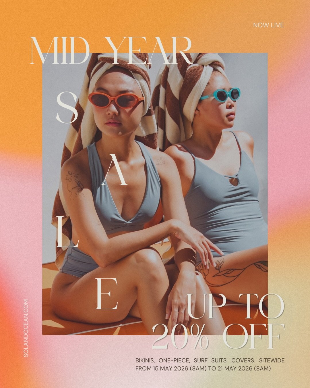 Ready Get Set Cart!!!🛒 
Mid Year Sale is live!
✦ 10% SITE-WIDE
✦ 15% OFF $200
✦ 20% OFF $300
The more you cart, the more you save! Only on SOLANDOCEAN.COM 
(Till 21 May 2026, 8AM)