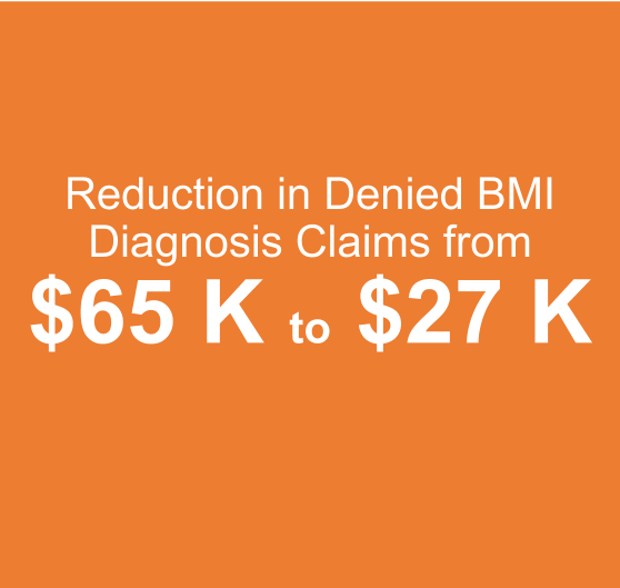 Reduction in Denied BMI Diagnosis claims