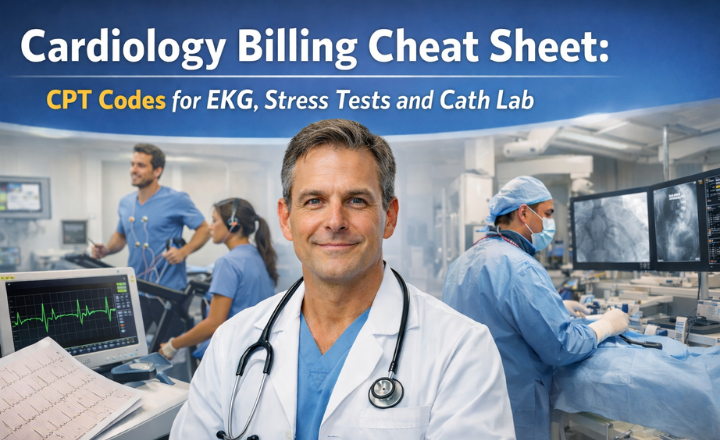 Cardiology Billing Cheat Sheet: CPT Codes for EKG, Stress Tests and Cath Lab