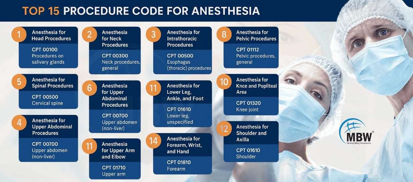 Top 15 Procedure Code for Anesthesia Billing for 2025