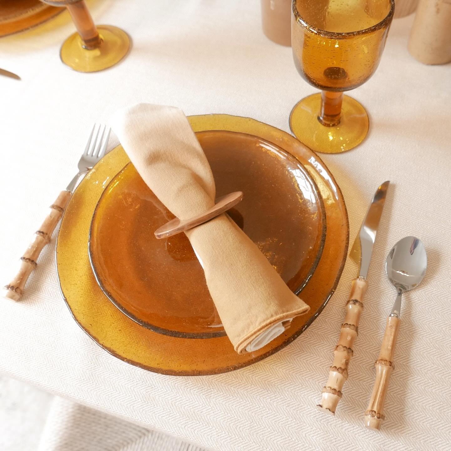 Setting the Scene! 🍽️ 

Inspired by our curated mood board that celebrates warm neutrals, handmade textures and golden hues, our table came together as a visual embrace of comfort and calm. 

🧈Buttery Base: A flax-toned linen tablecloth provided 