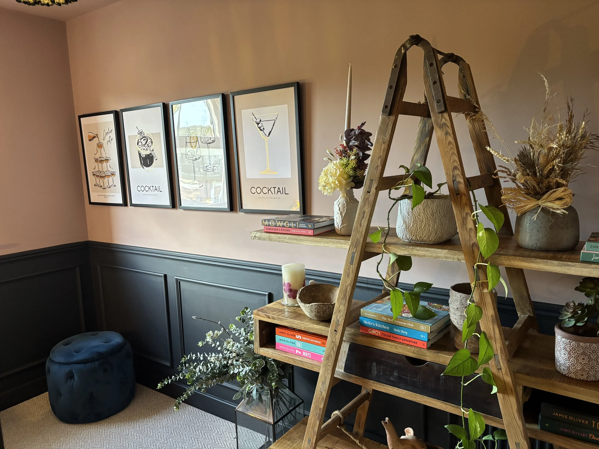 half height beaded panelling in home office