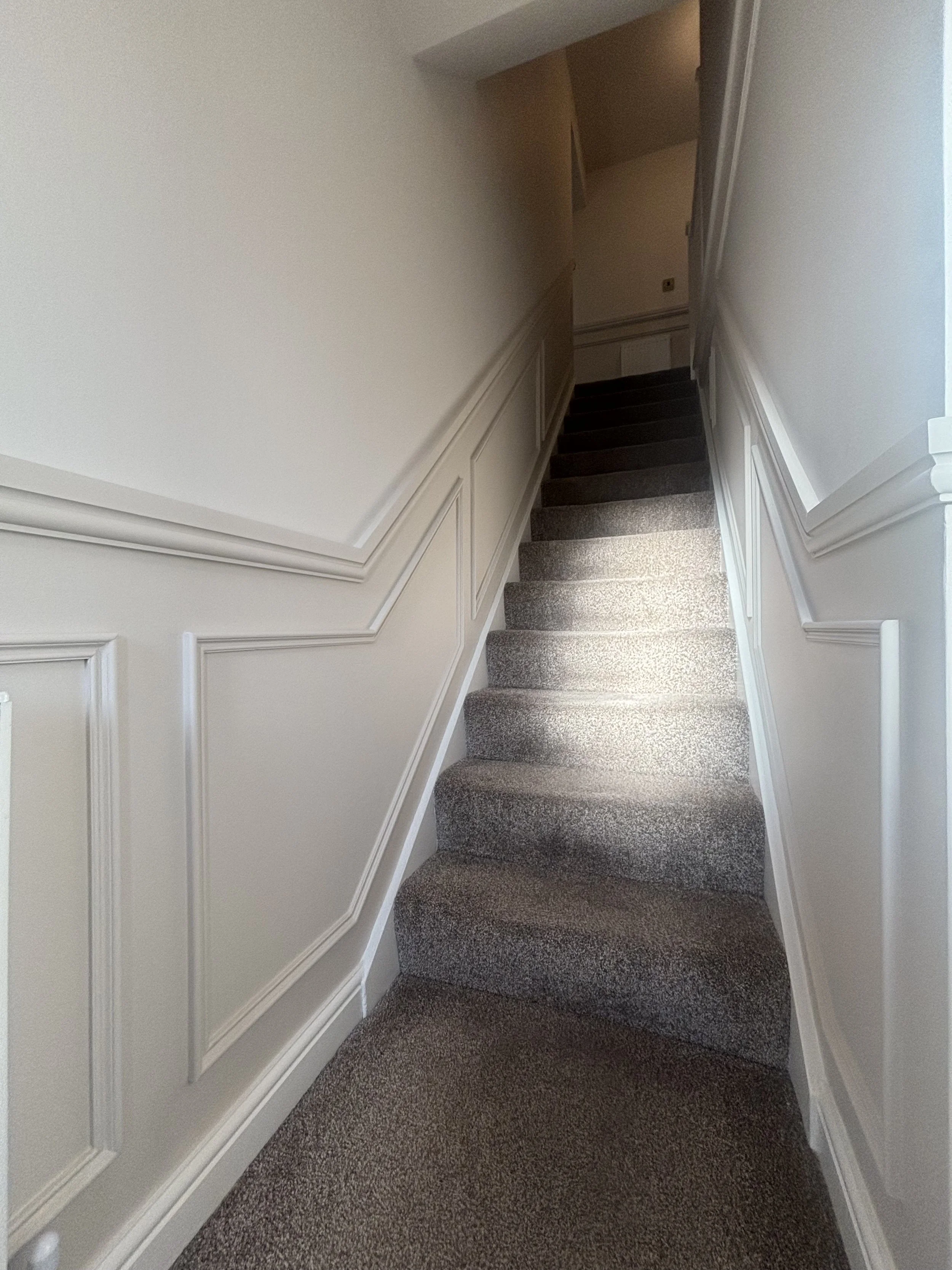 half height beaded panelling onm staircase