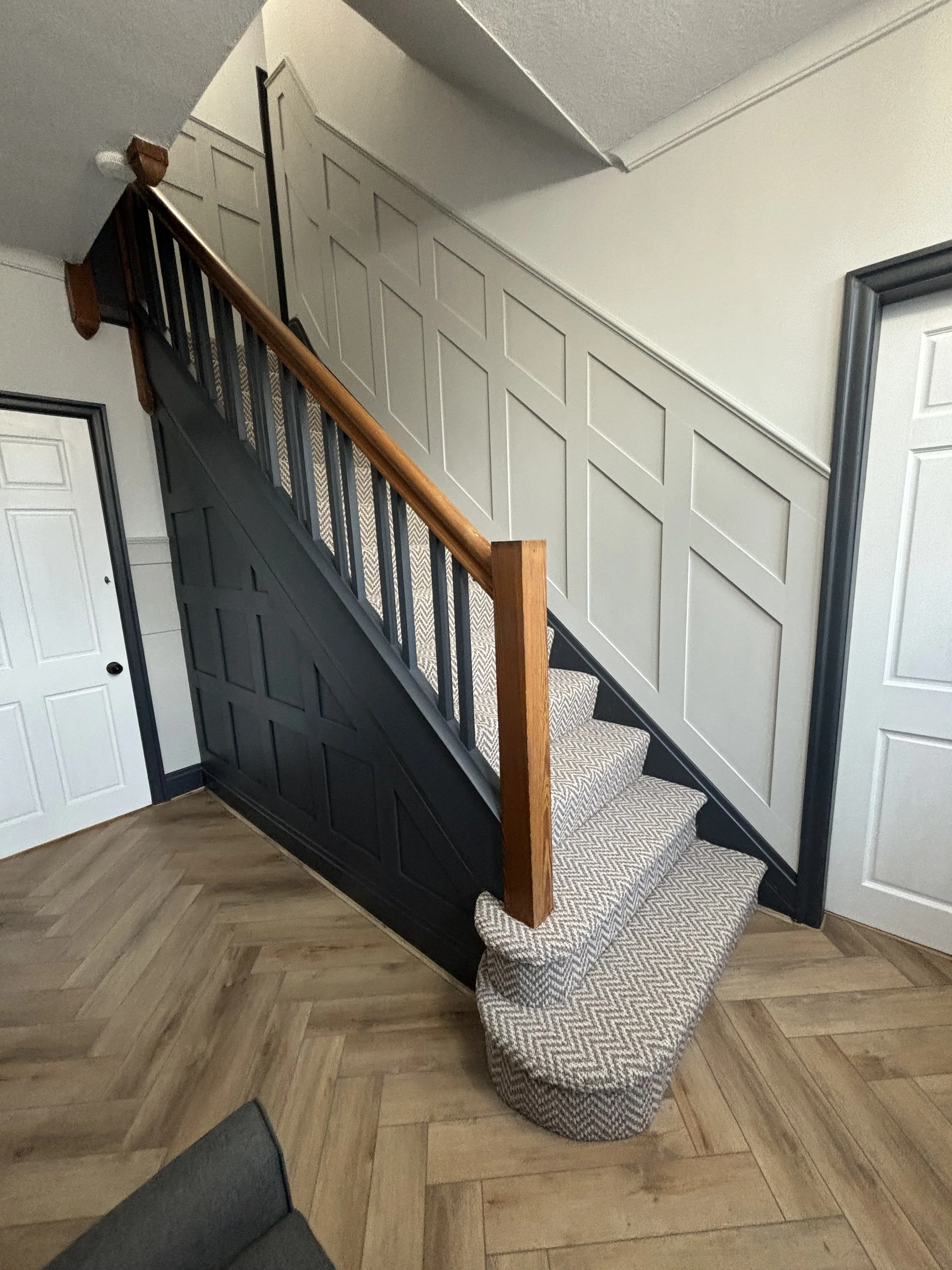 Edwardian style panelling in hall stairs and landing