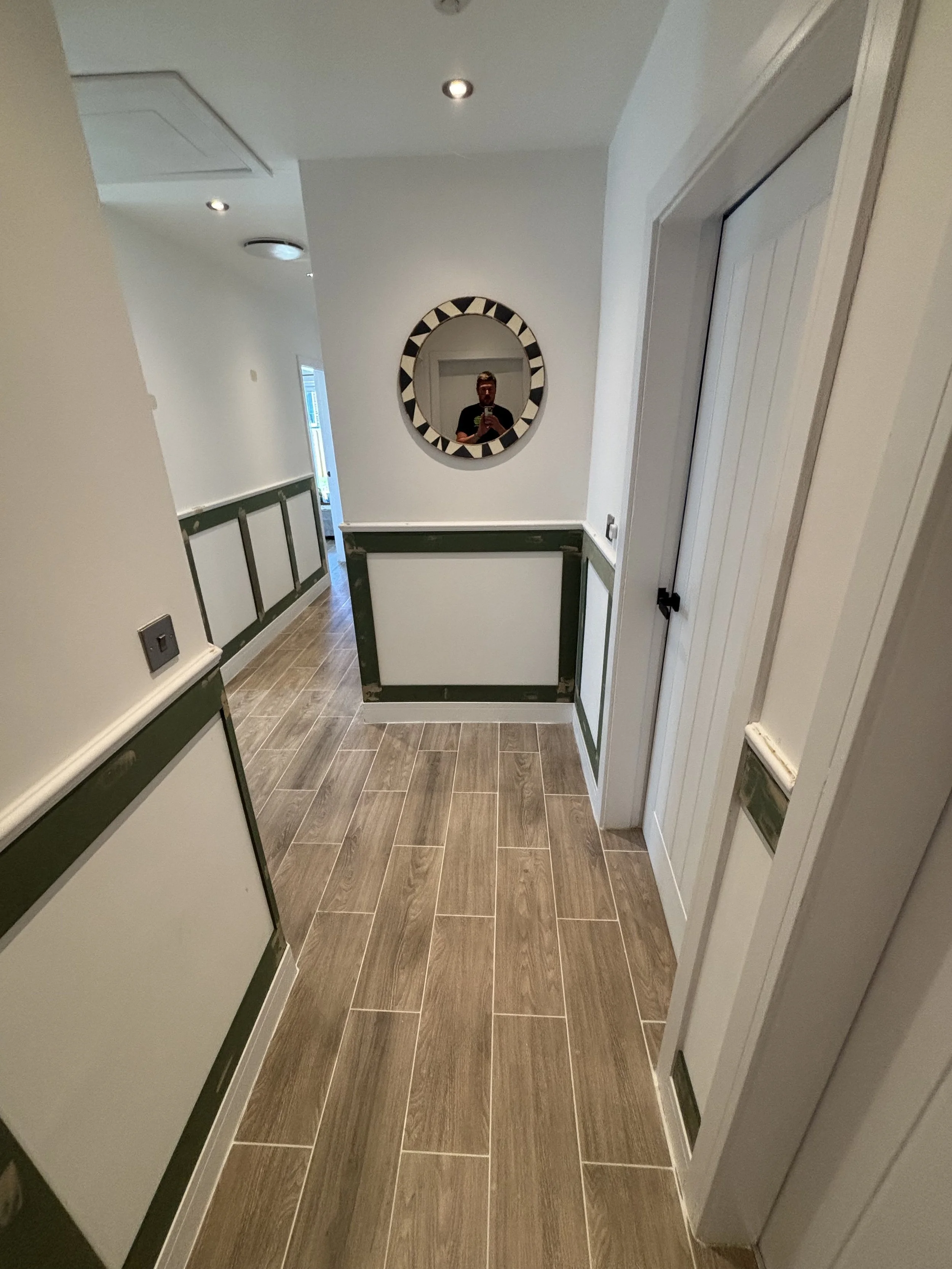 half height shaker panelling with lounge full square feature walls