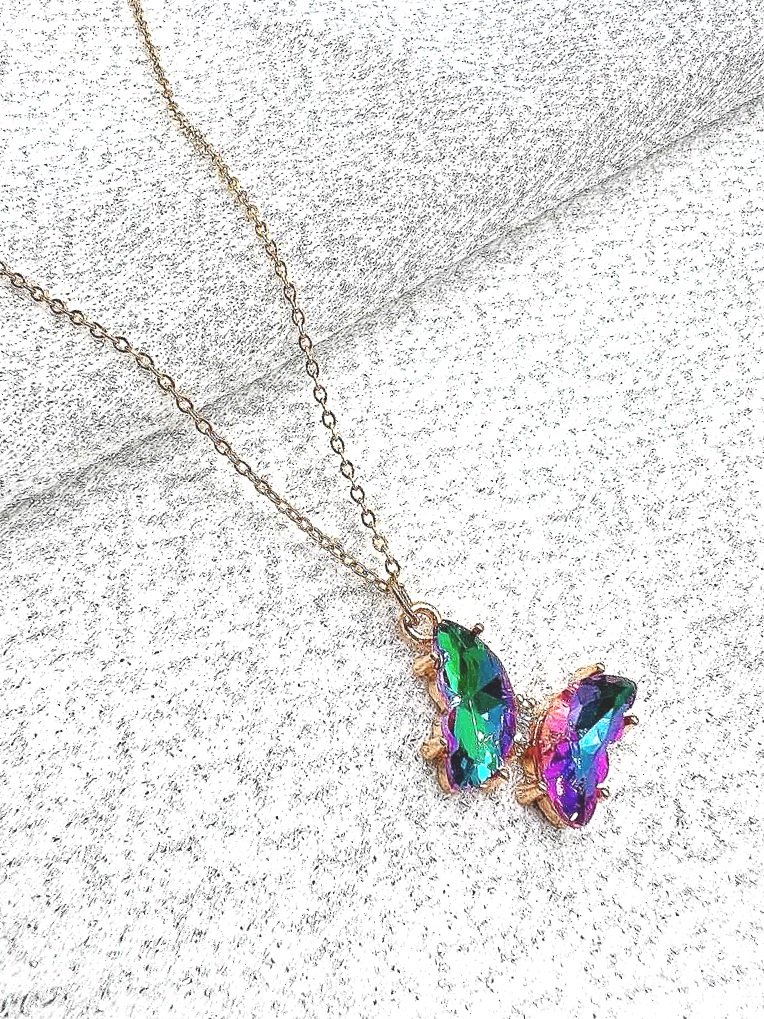 Emerald Violet butterfly necklace(one-way connector)