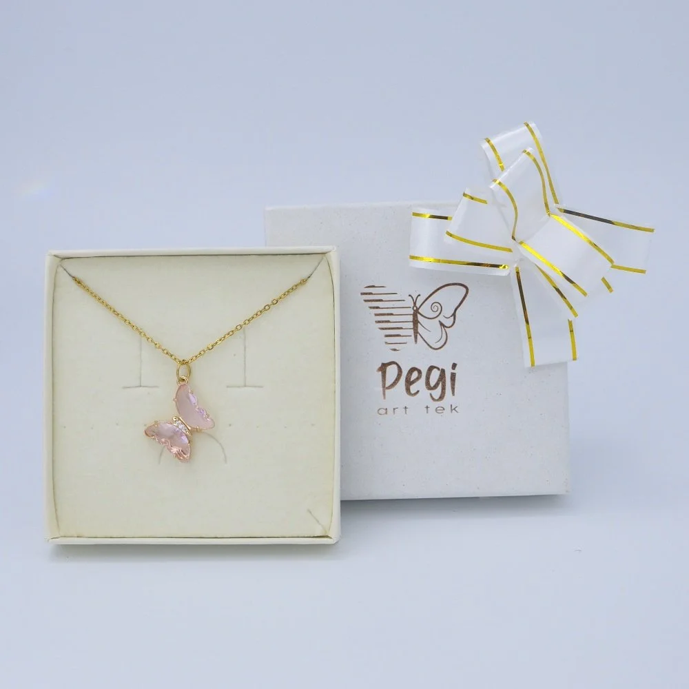 Light pink butterfly necklace(one-way connector)