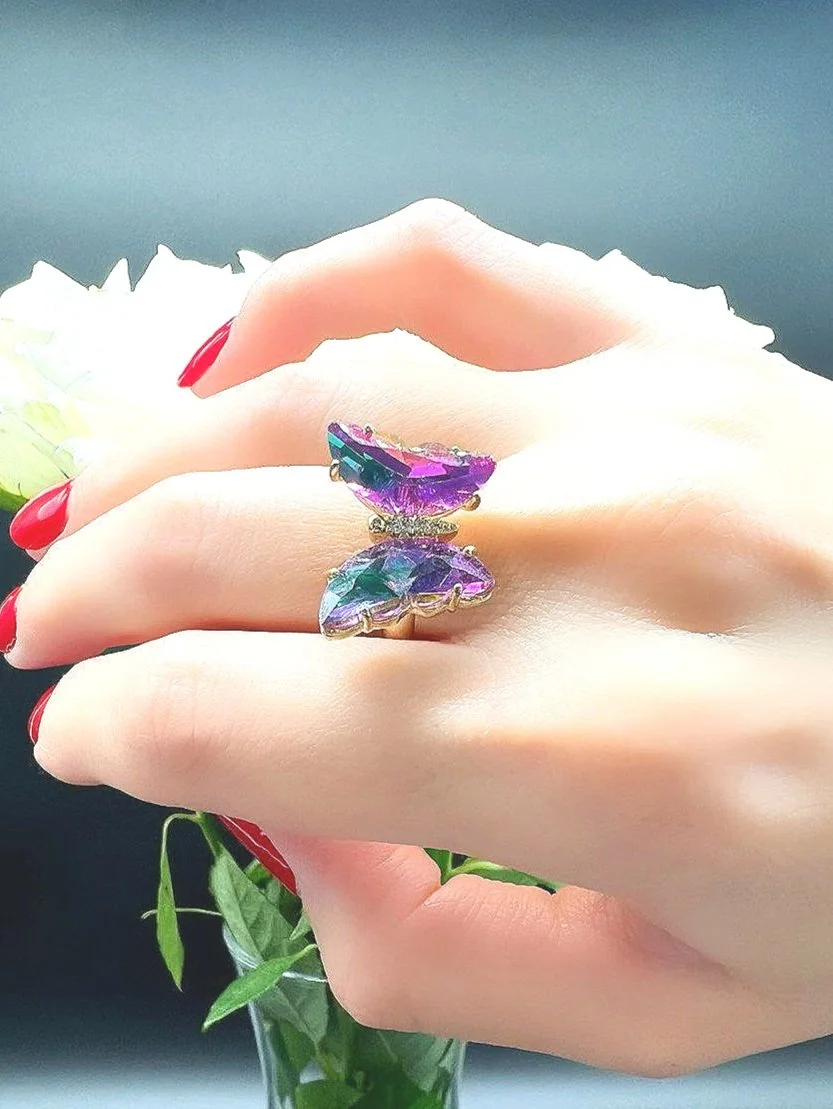 Bluish purple butterfly ring