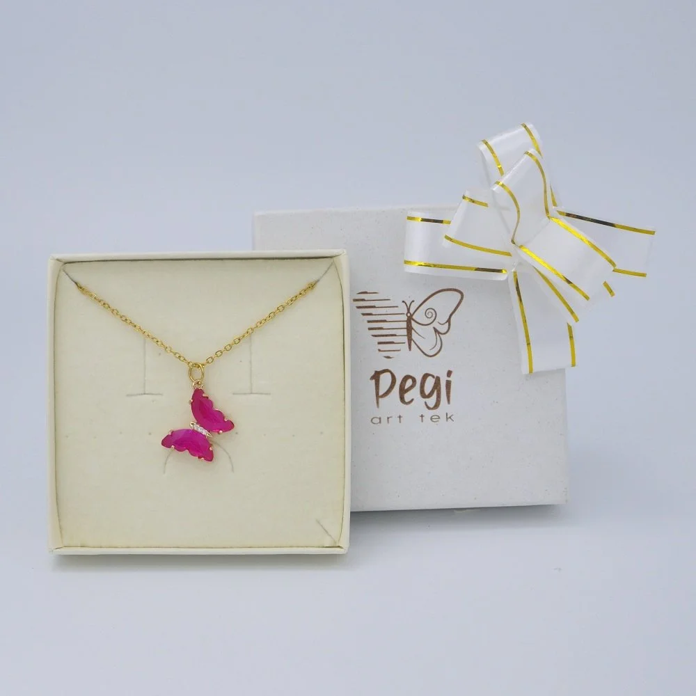 Dark pink butterfly necklace(one-way connector)