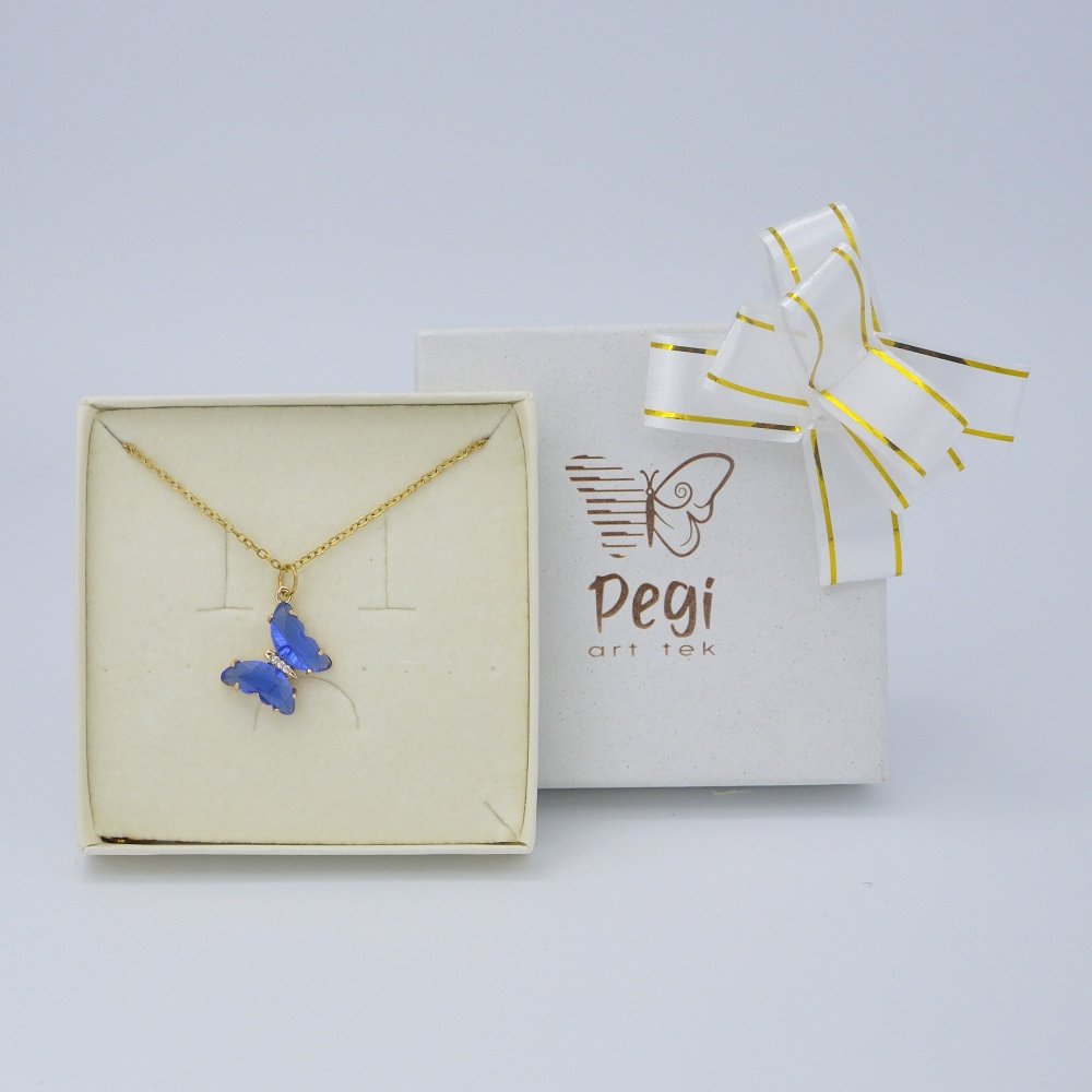 Navy butterfly necklace(one-way connector)