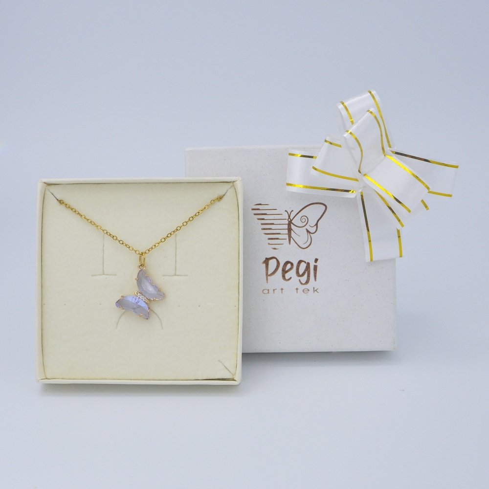 Lilac purple butterfly necklace(one-way connector)