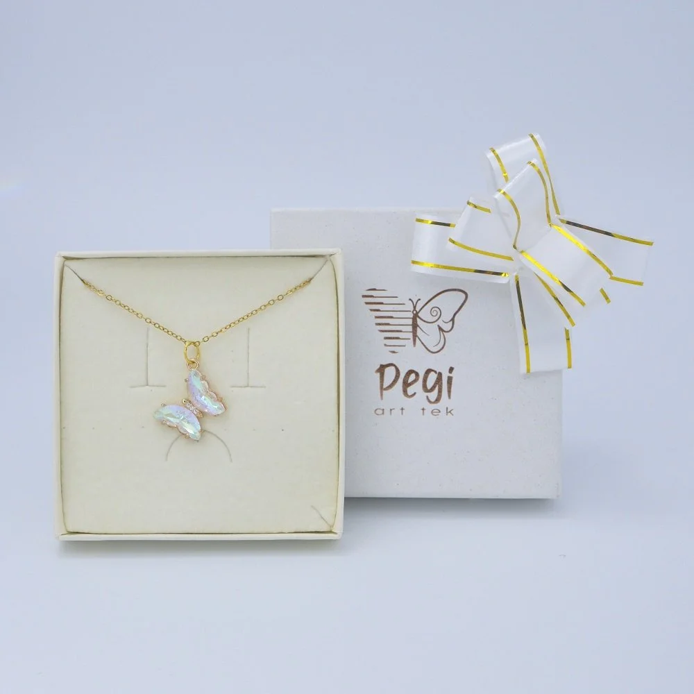 Pearl white butterfly necklace(one-way connector)