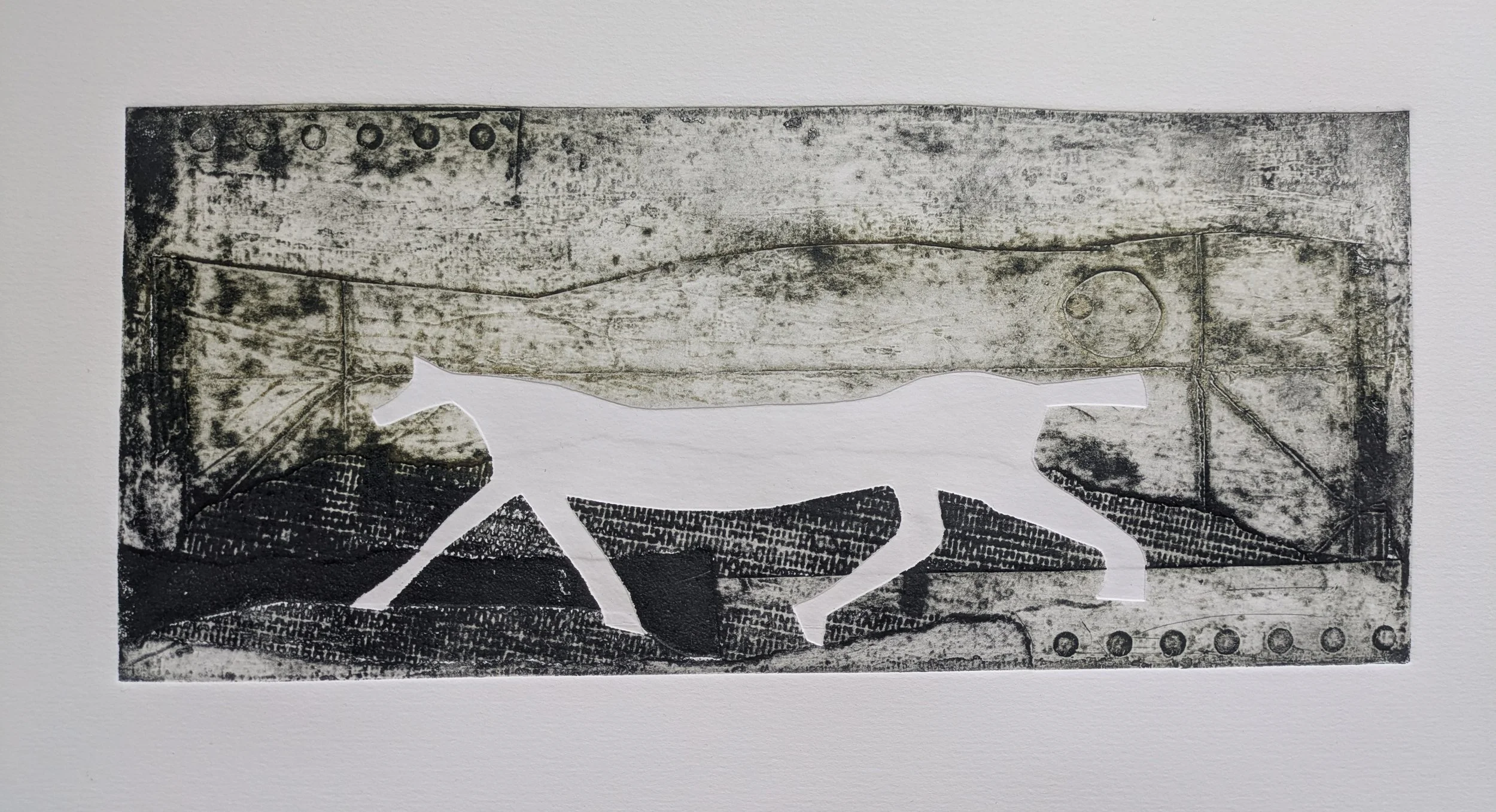 Lower Hill Horse, Collagraph and tetrapak, 13 x 30 cm