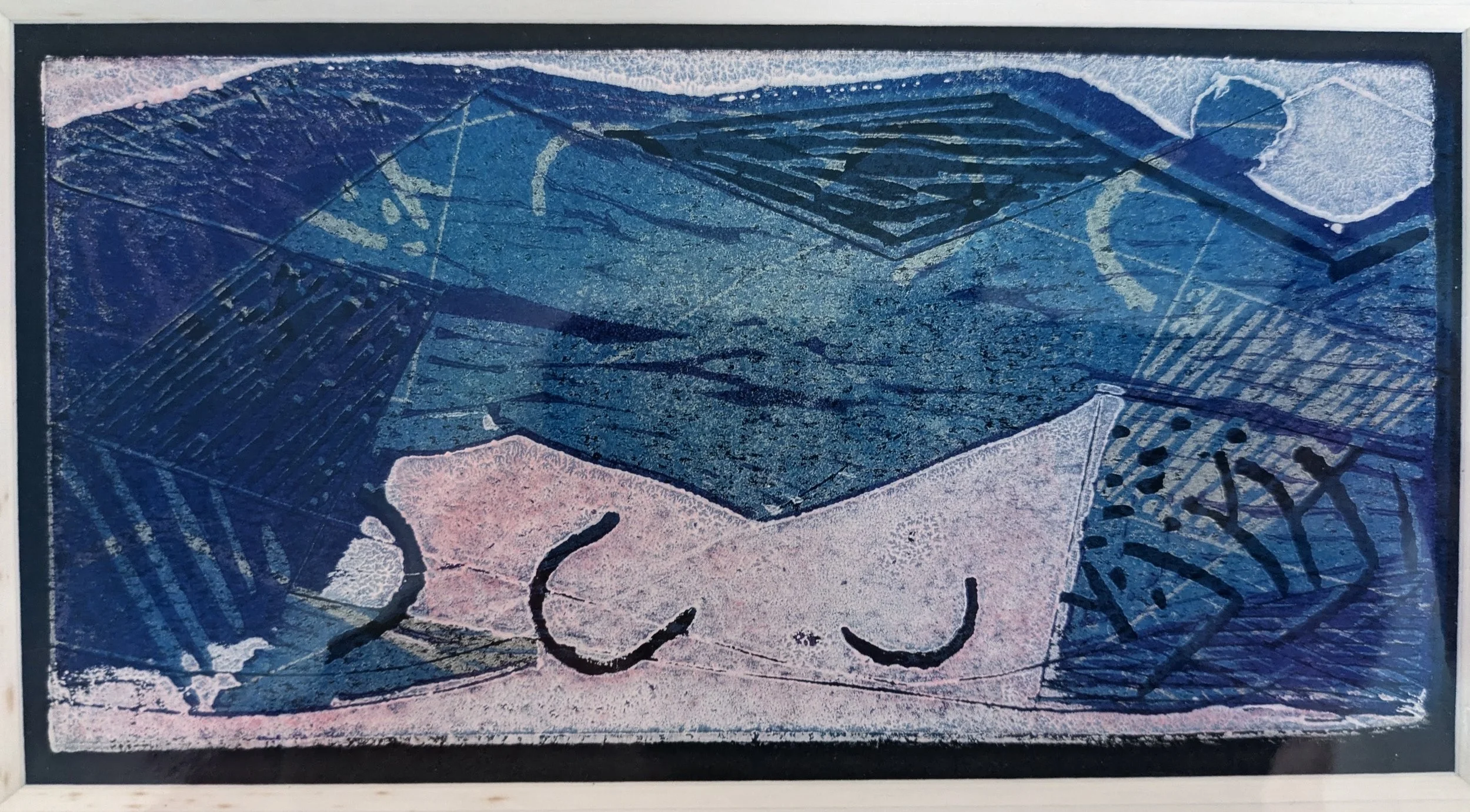 Around Trencrom I, Linocut, 8 x 14 cm