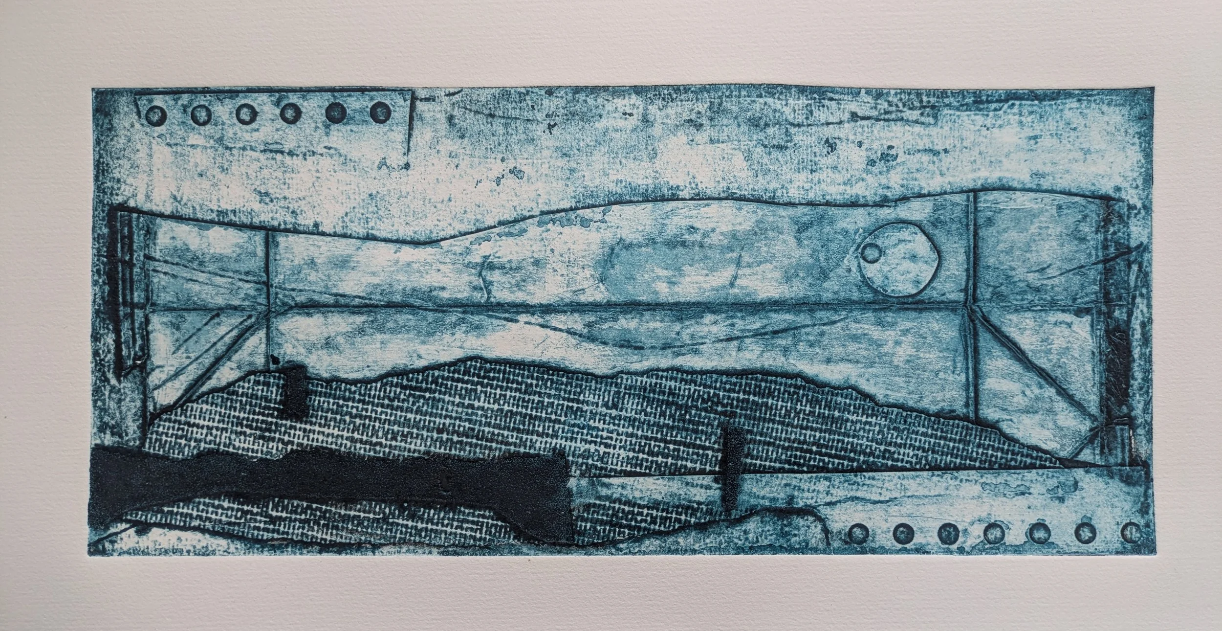 The Cold Moon, Collagraph, 12 x 30 x 2 cm framed